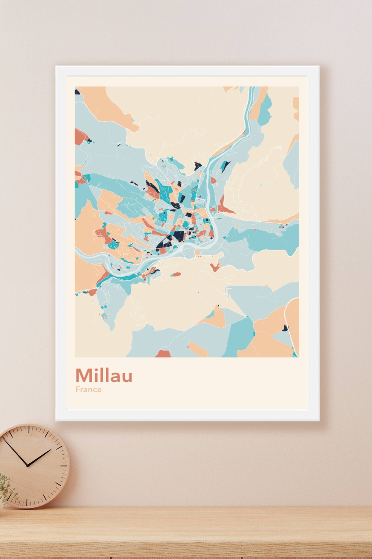 Plan de Millau coloré - Carte personnalisée