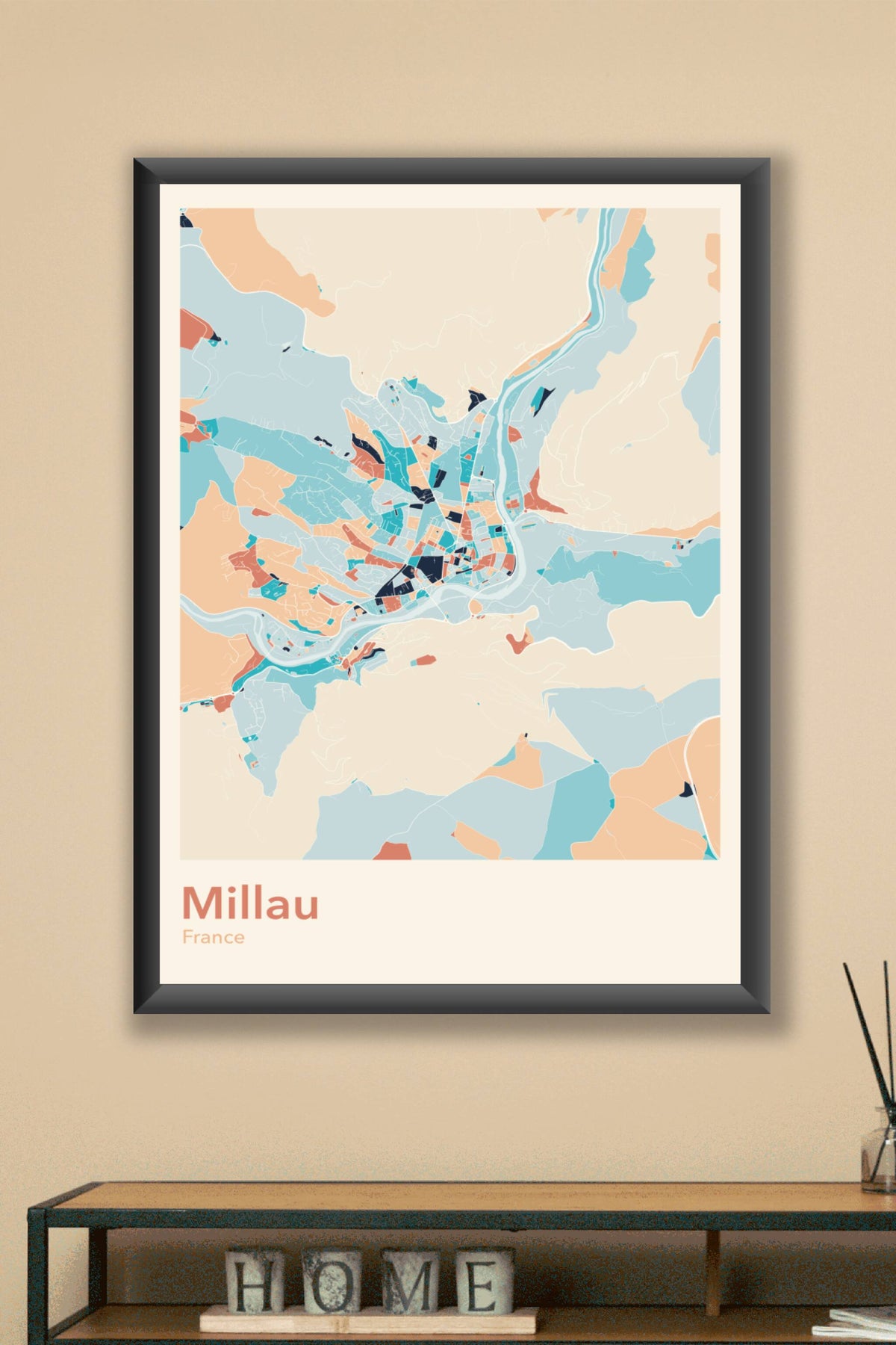 Plan de Millau coloré - Carte personnalisée
