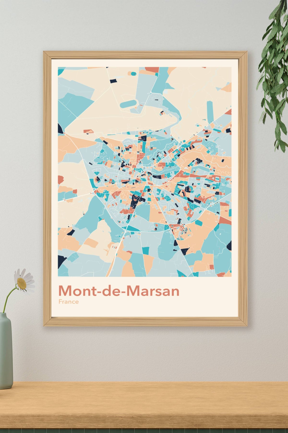 Plan de Mont-de-Marsan coloré - Carte personnalisée