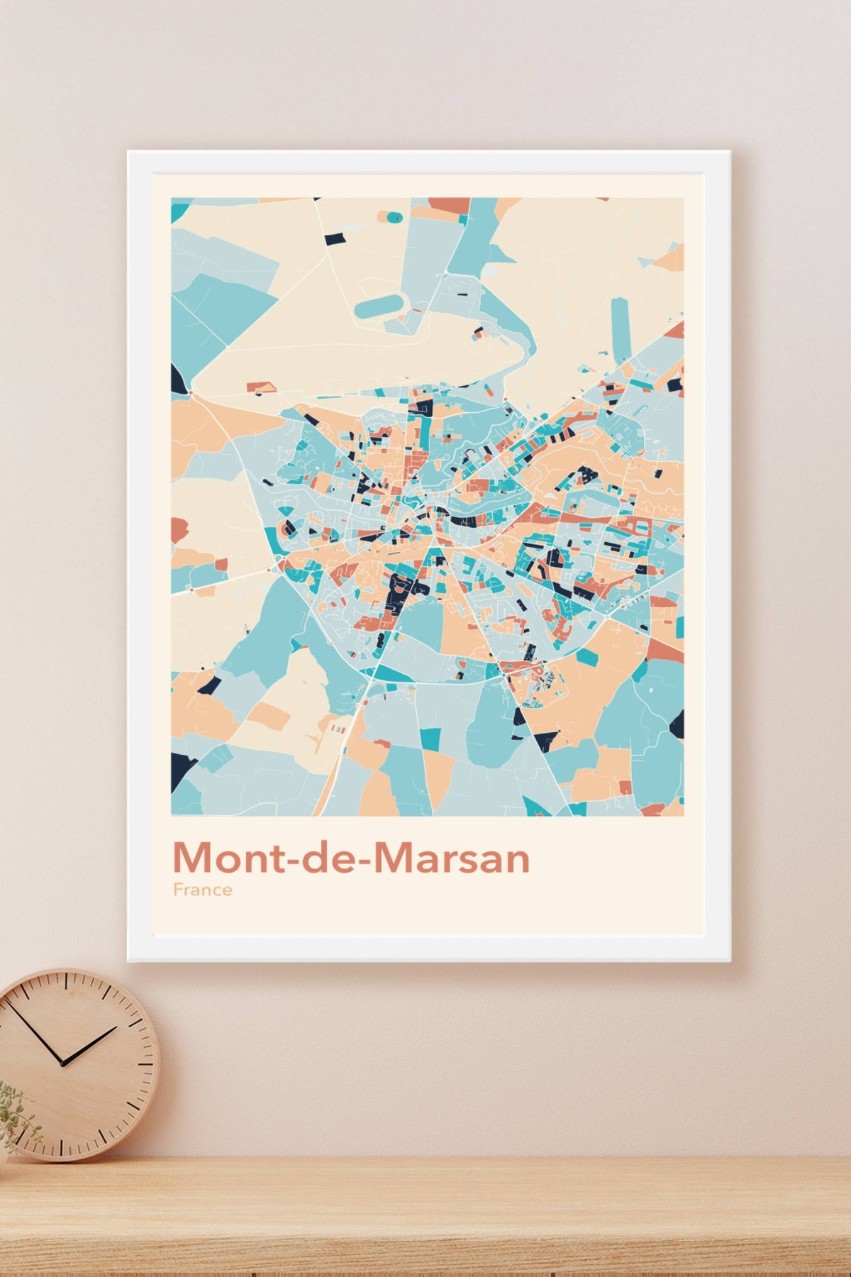 Plan de Mont-de-Marsan coloré - Carte personnalisée