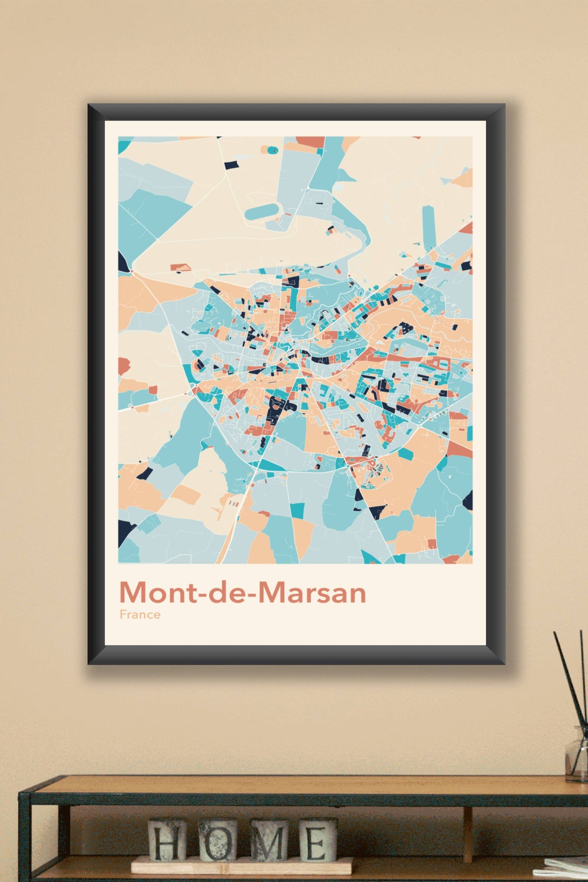 Plan de Mont-de-Marsan coloré - Carte personnalisée