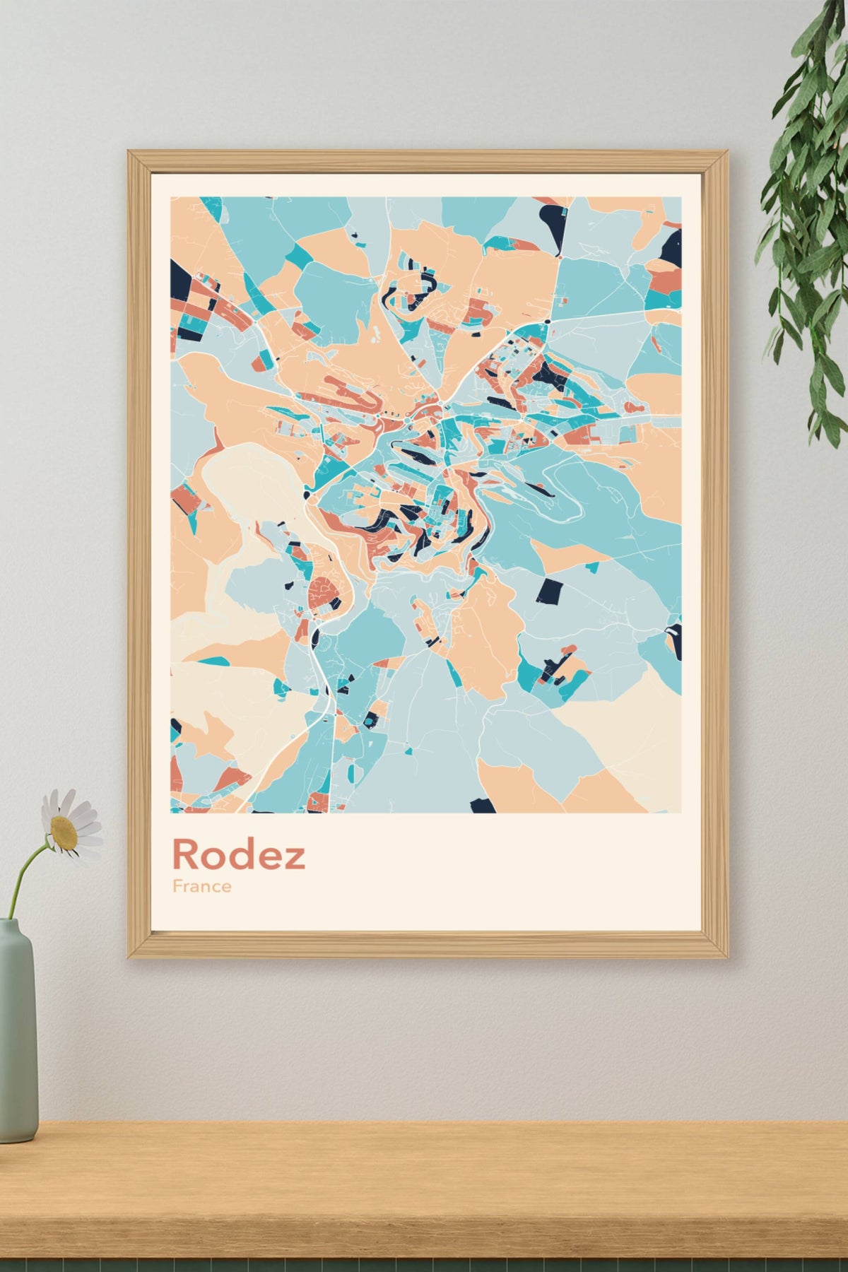 Plan de Rodez coloré - Carte personnalisée