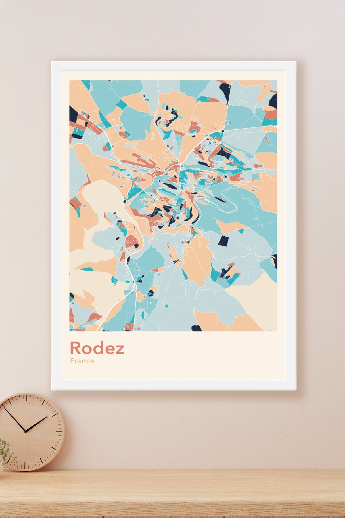 Plan de Rodez coloré - Carte personnalisée