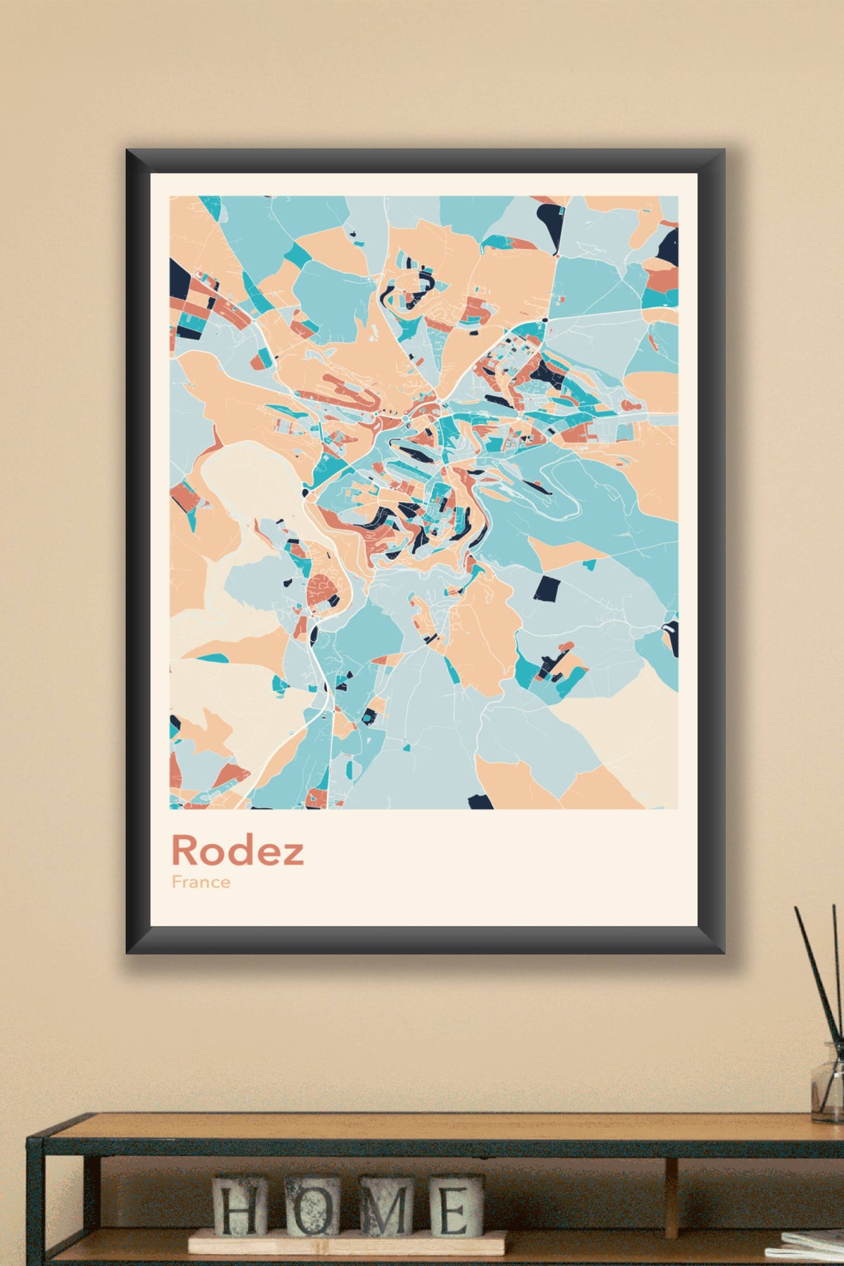 Plan de Rodez coloré - Carte personnalisée