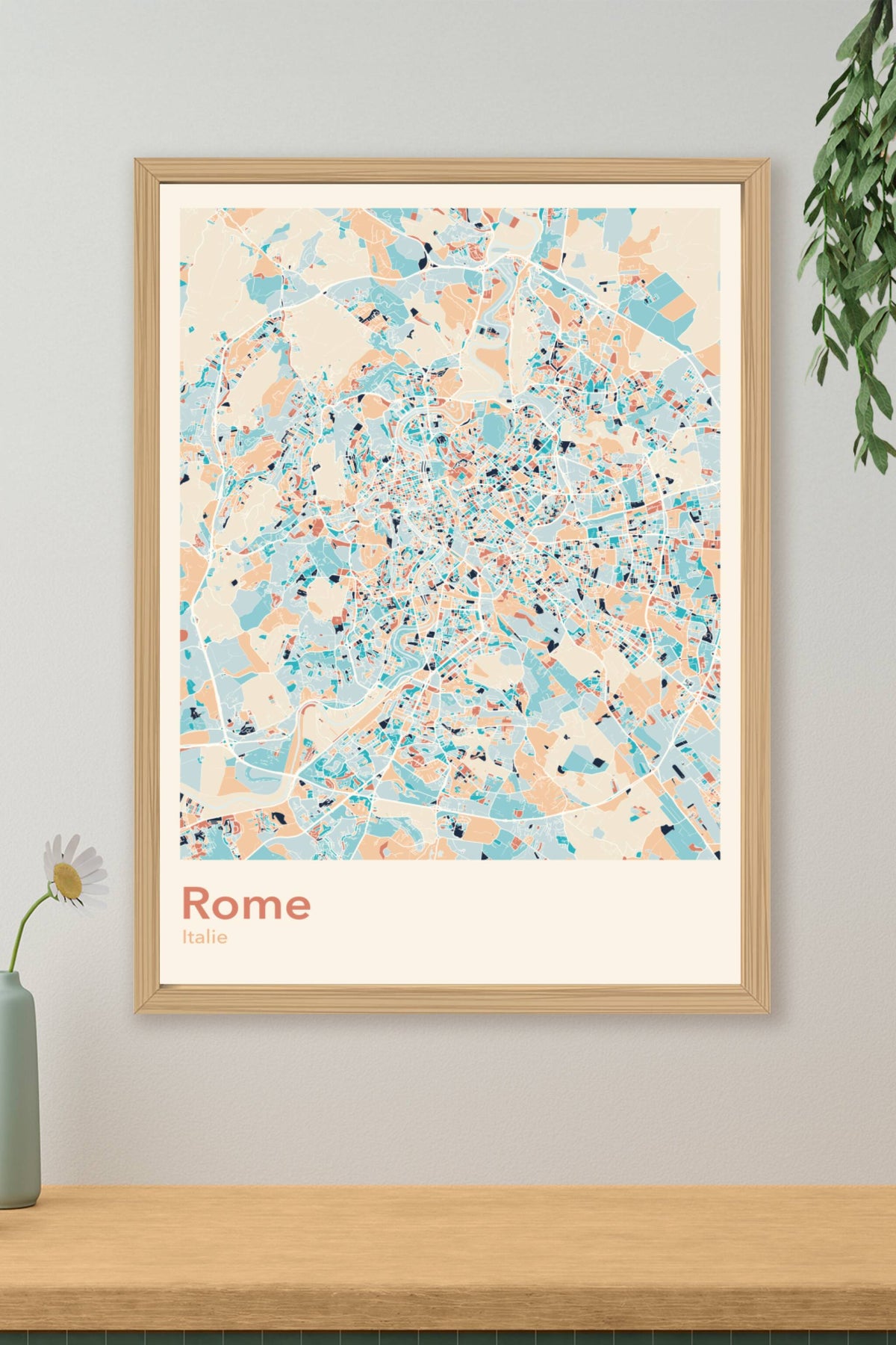 Plan de Rome coloré - Carte personnalisée