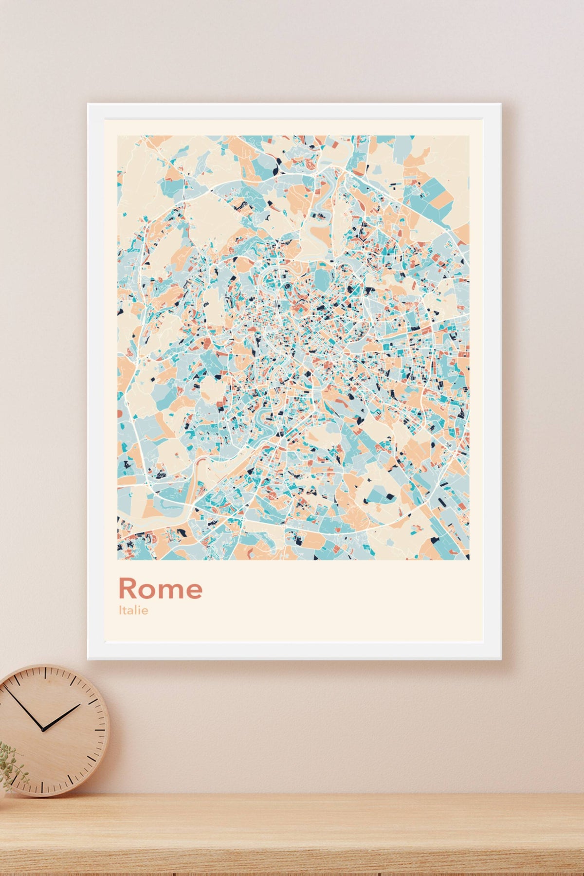 Plan de Rome coloré - Carte personnalisée
