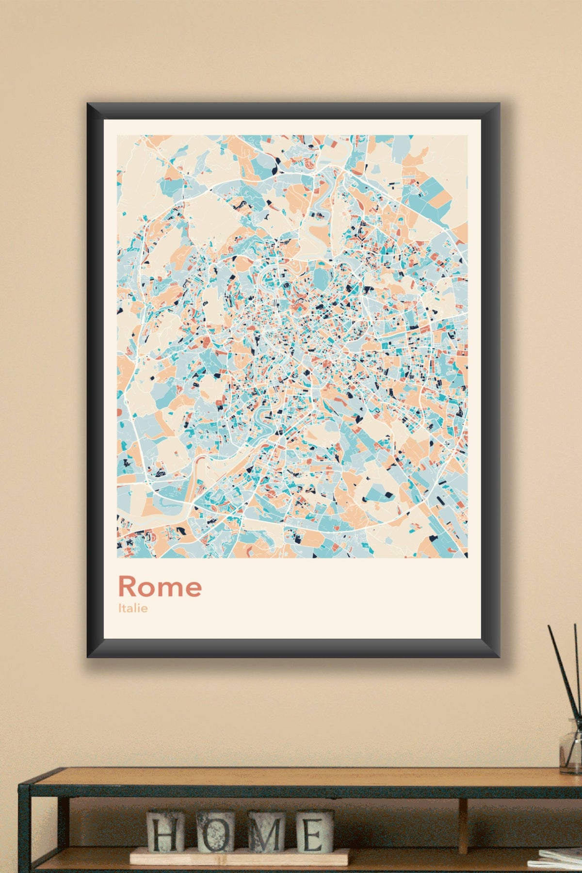 Plan de Rome coloré - Carte personnalisée