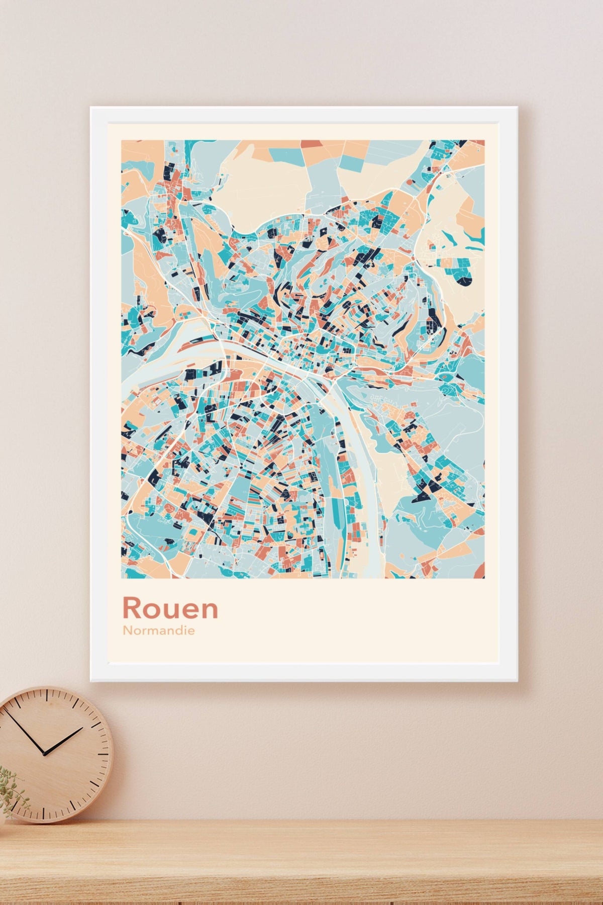 Plan de Rouen coloré - Carte personnalisée