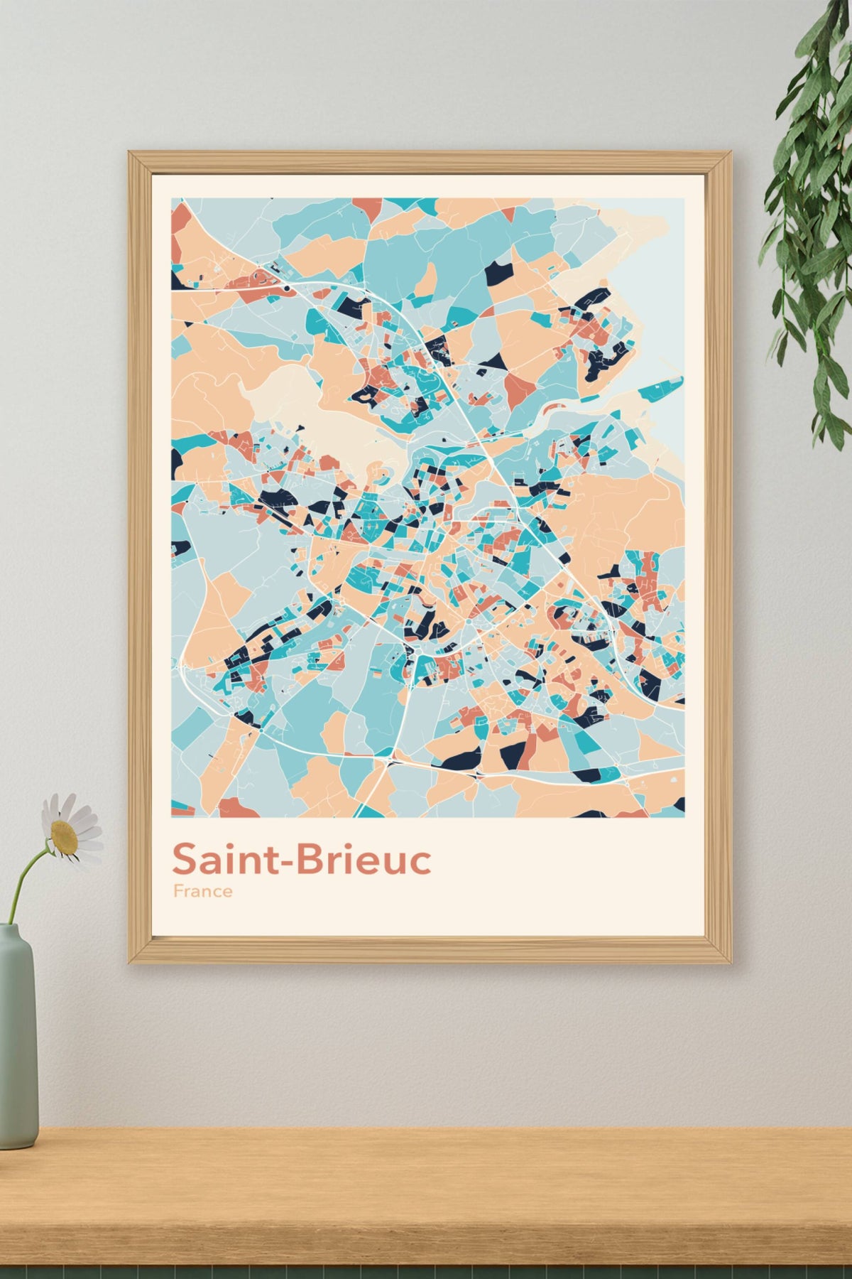 Plan de Saint-Brieuc coloré - Carte personnalisée