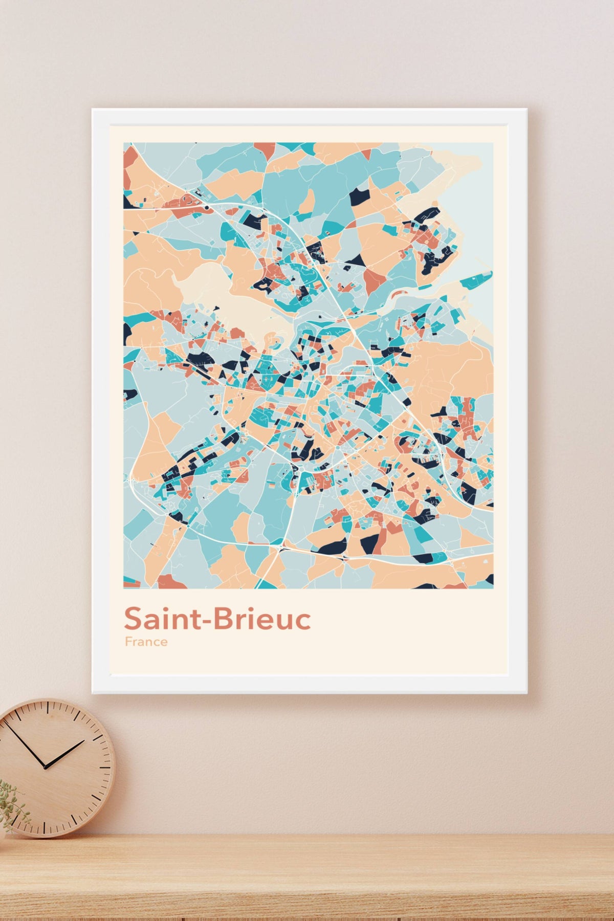 Plan de Saint-Brieuc coloré - Carte personnalisée