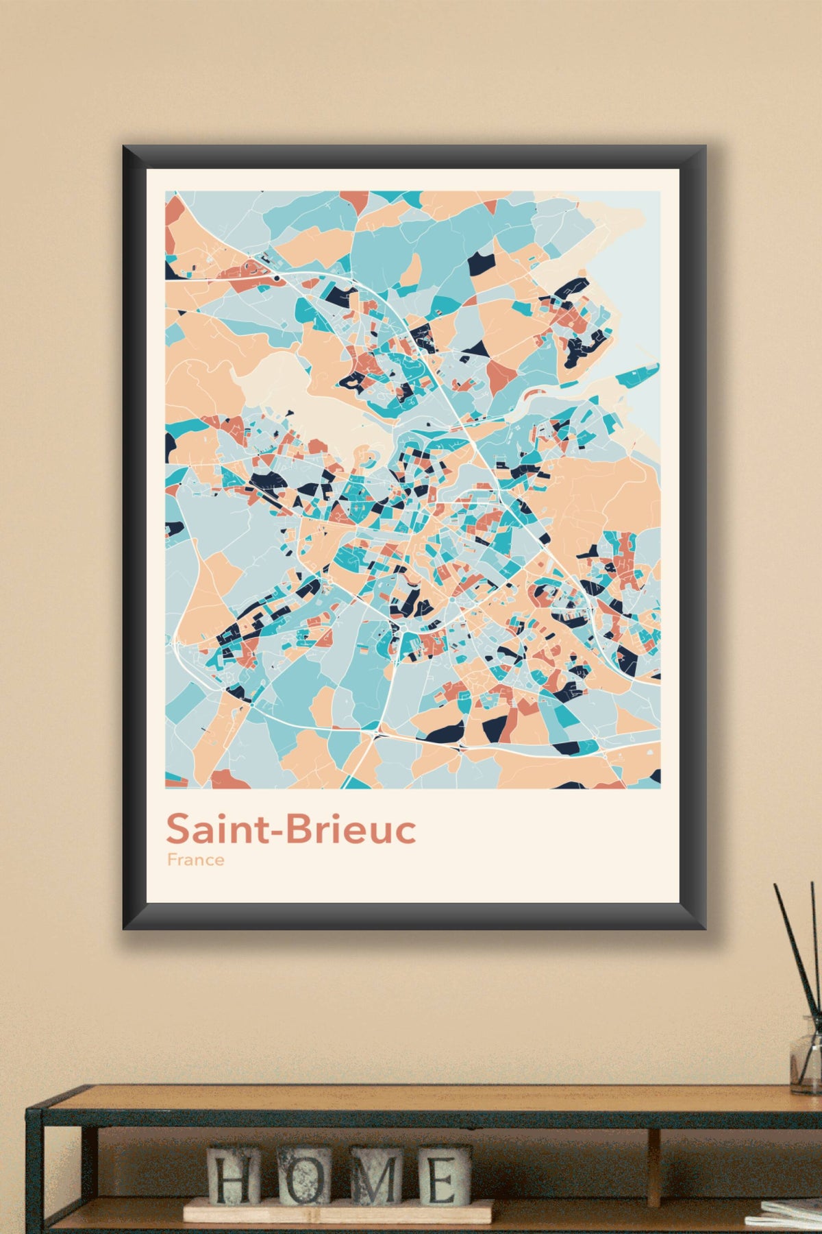 Plan de Saint-Brieuc coloré - Carte personnalisée
