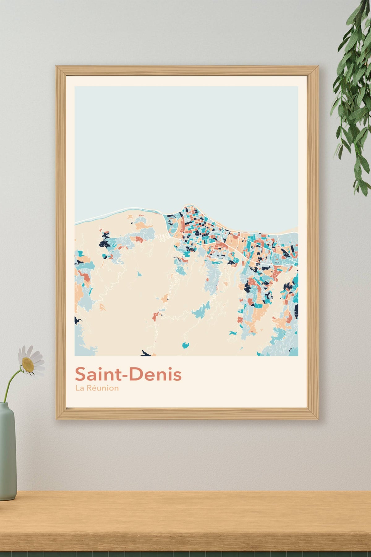 Plan de Saint-Denis coloré - Carte personnalisée