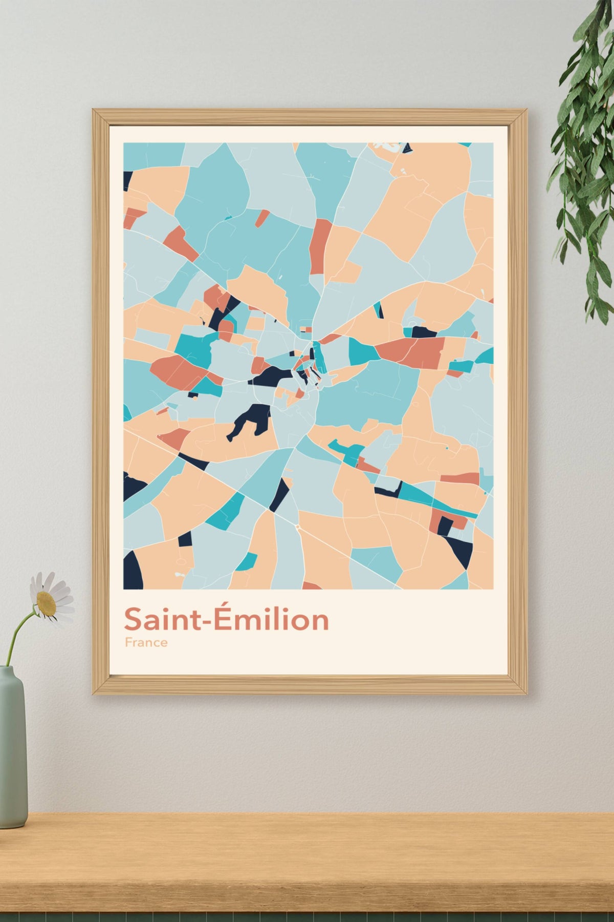Plan de Saint-Émilion coloré - Carte personnalisée