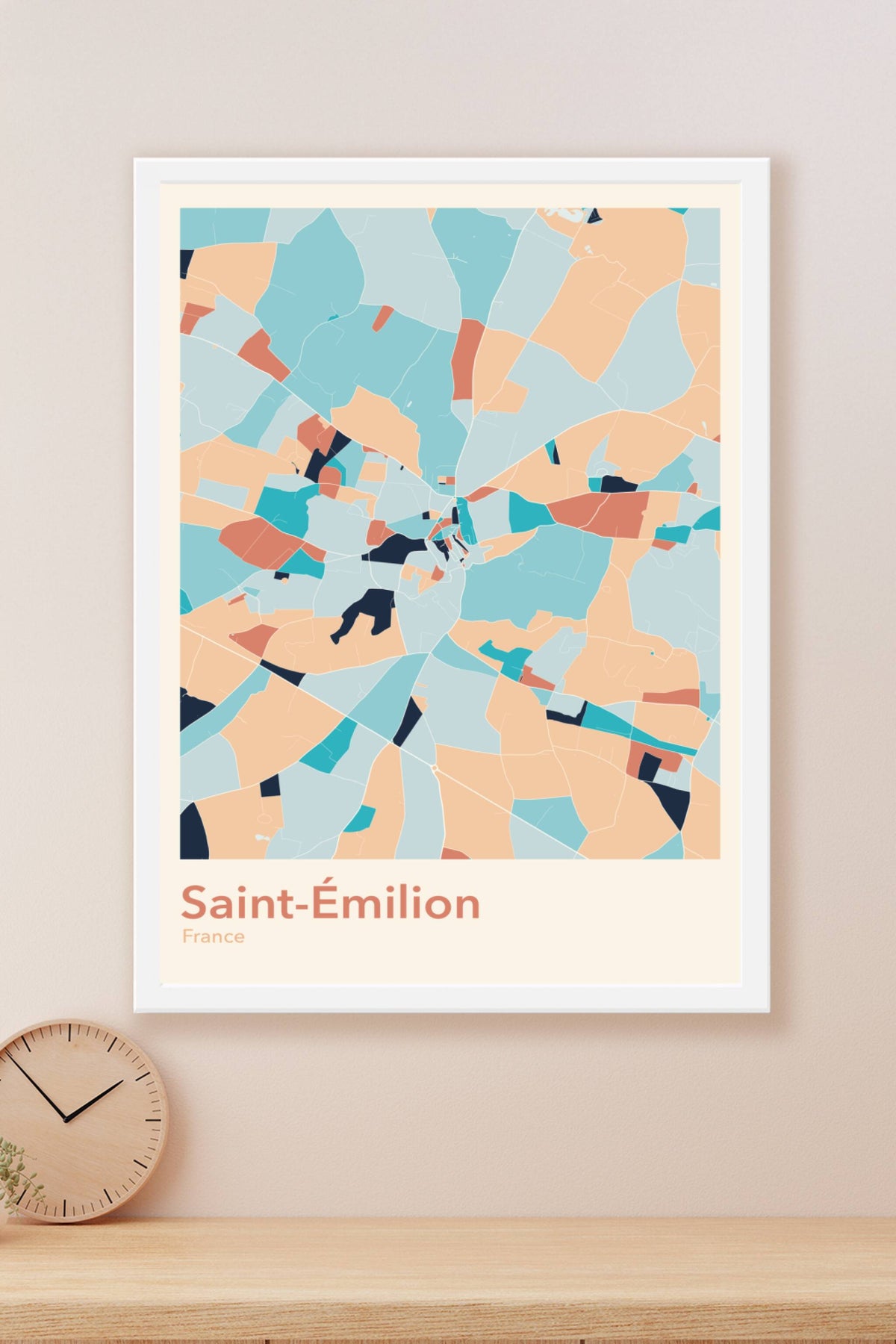 Plan de Saint-Émilion coloré - Carte personnalisée