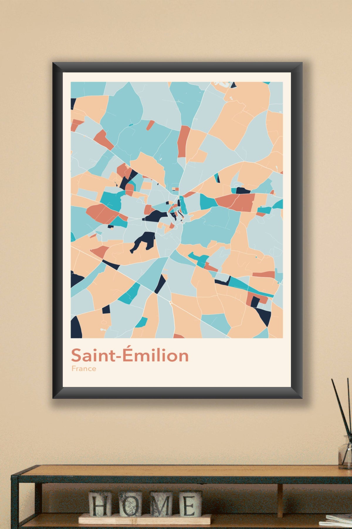 Plan de Saint-Émilion coloré - Carte personnalisée