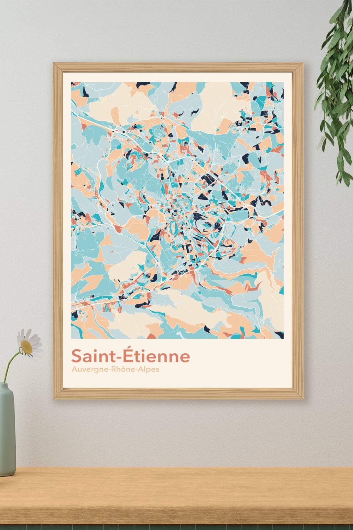 Plan de Saint-Étienne coloré - Carte personnalisée