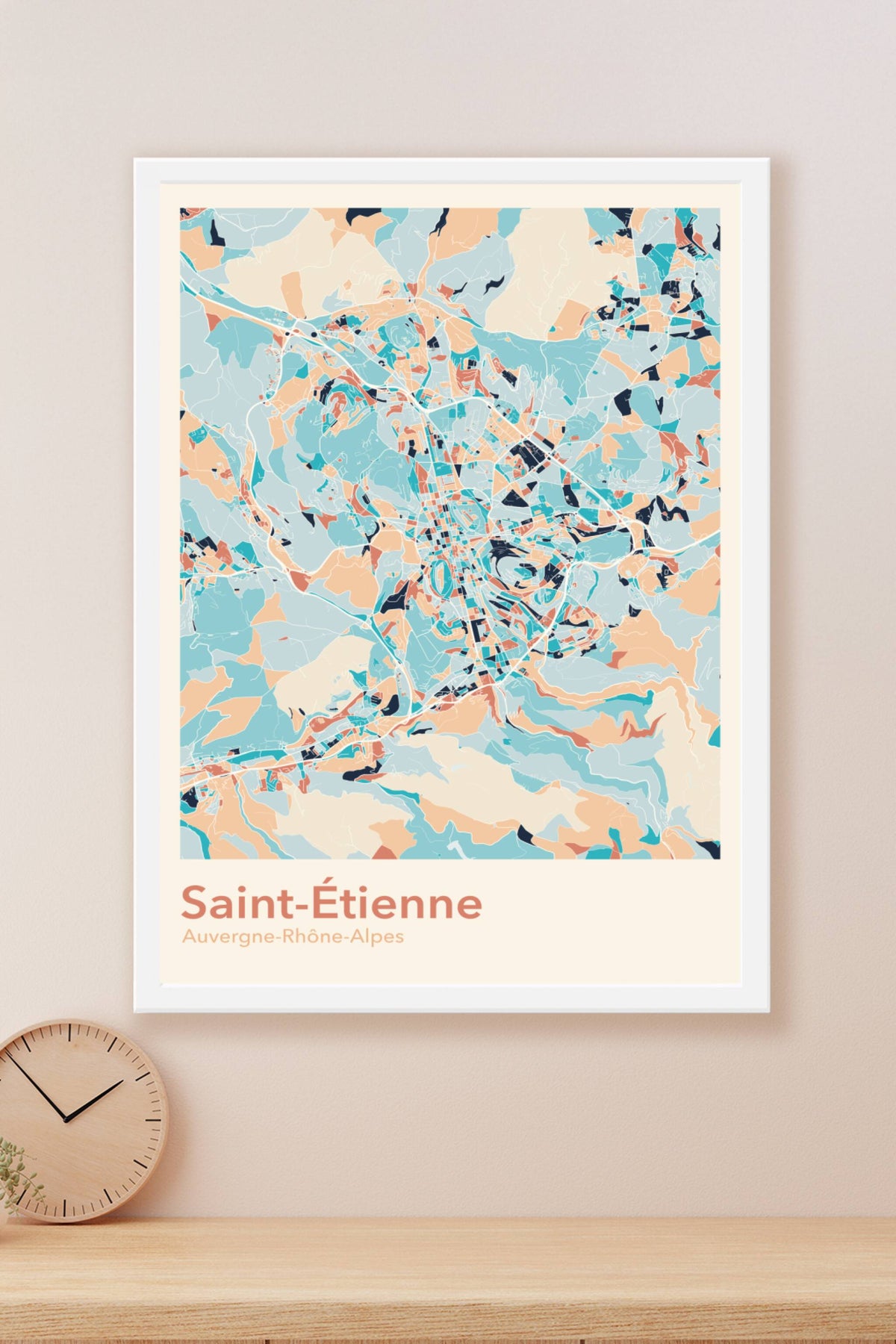 Plan de Saint-Étienne coloré - Carte personnalisée