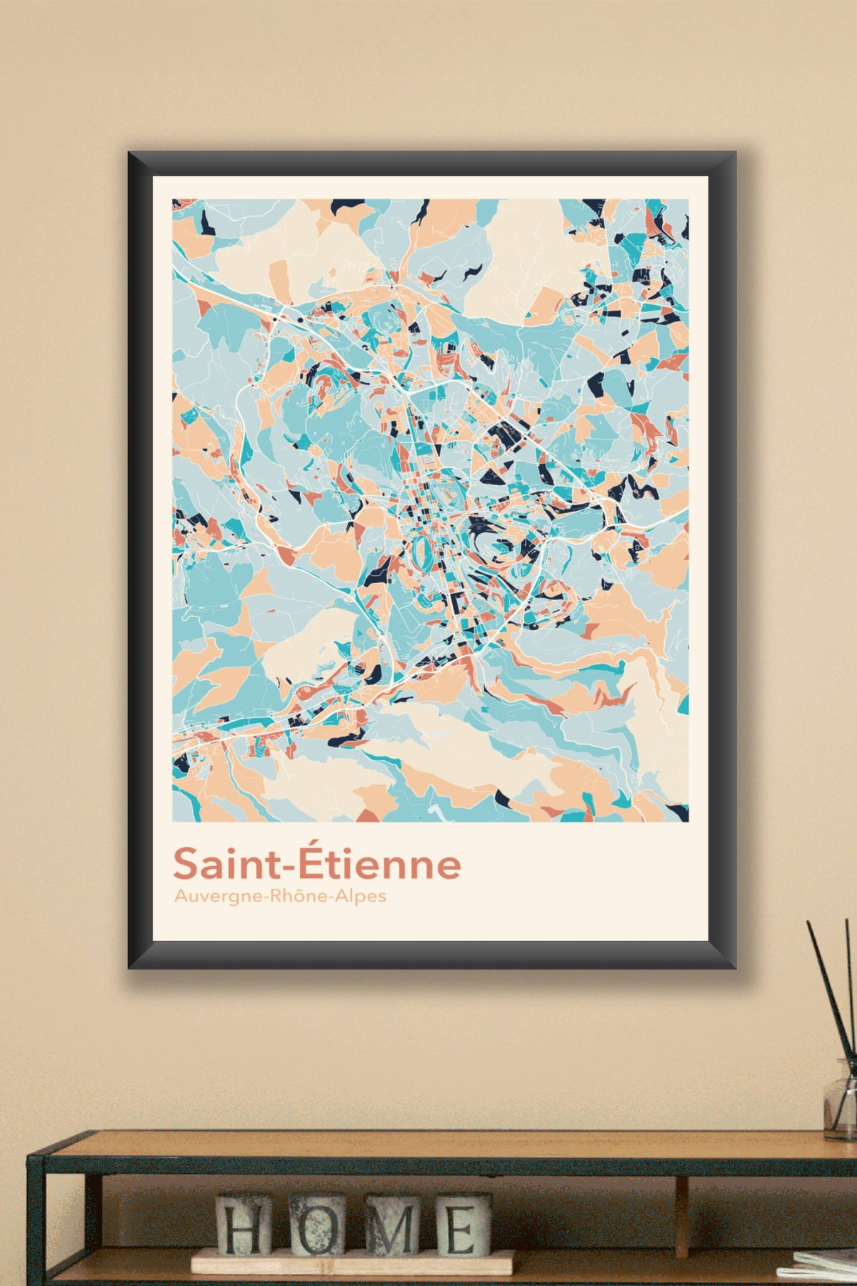 Plan de Saint-Étienne coloré - Carte personnalisée