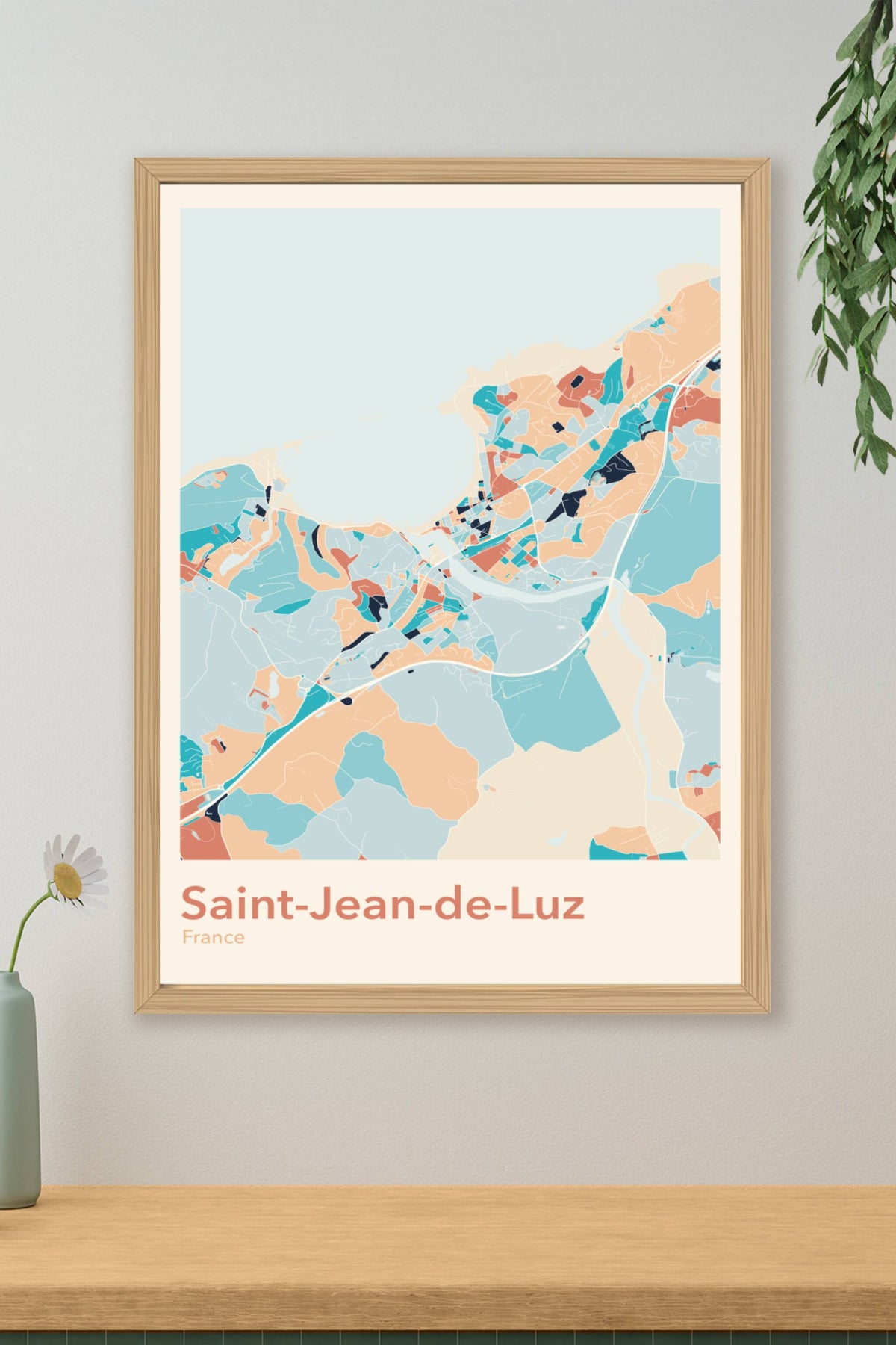 Plan de Saint-Jean-de-Luz coloré - Carte personnalisée