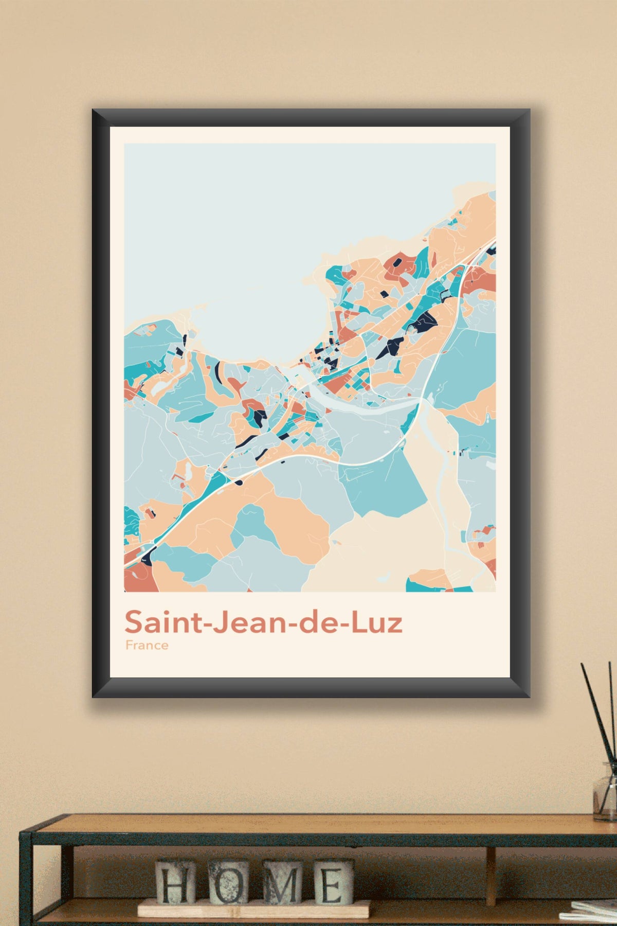 Plan de Saint-Jean-de-Luz coloré - Carte personnalisée