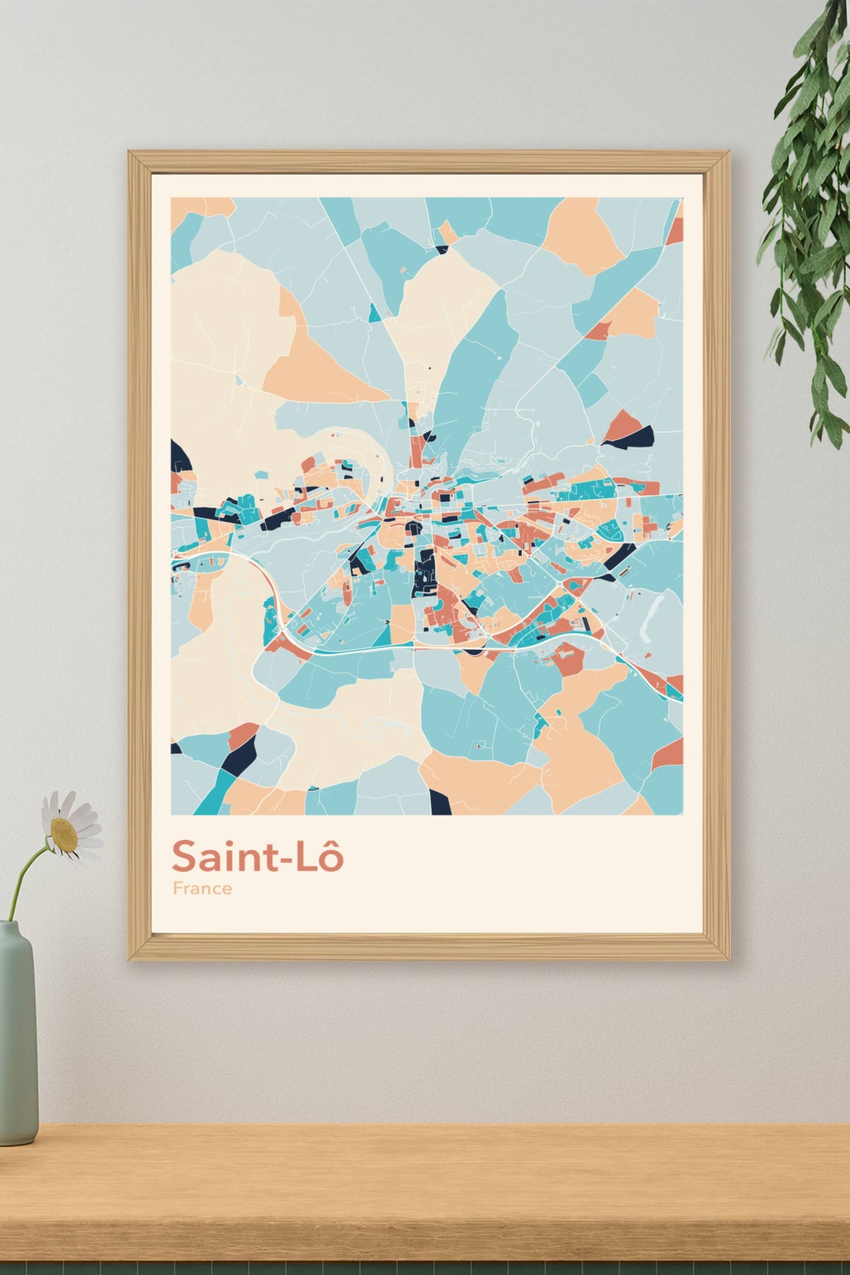 Plan de Saint-Lô coloré - Carte personnalisée