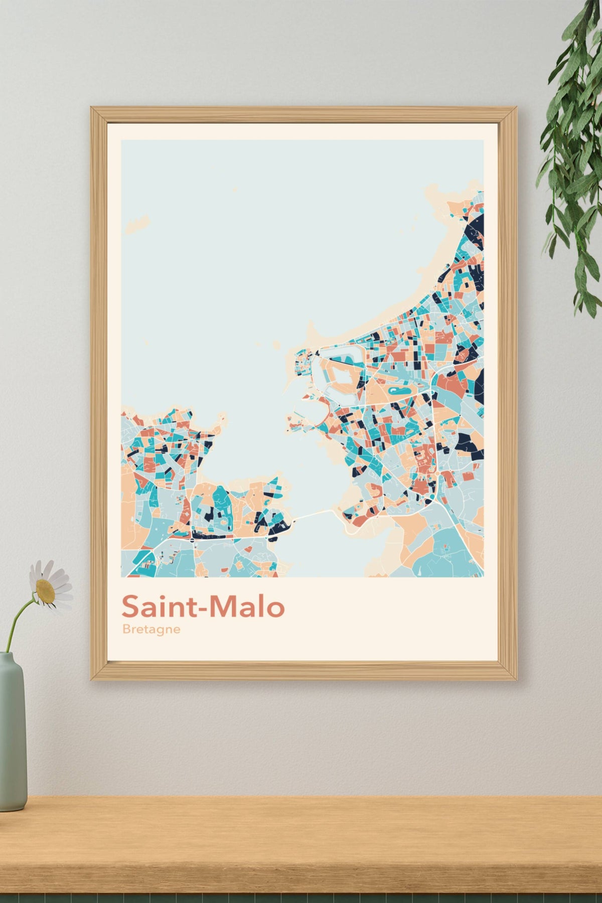 Plan de Saint-Malo coloré - Carte personnalisée