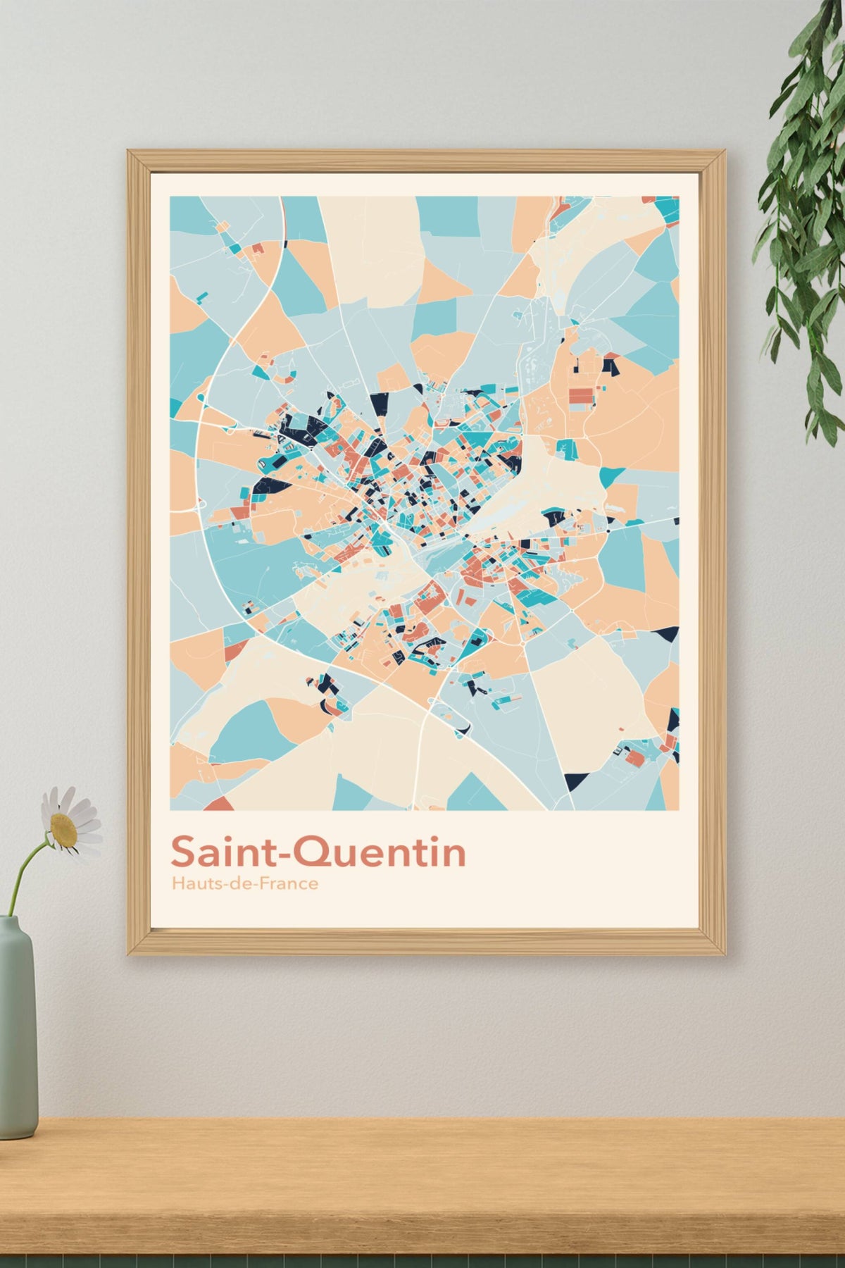 Plan de Saint-Quentin coloré - Carte personnalisée