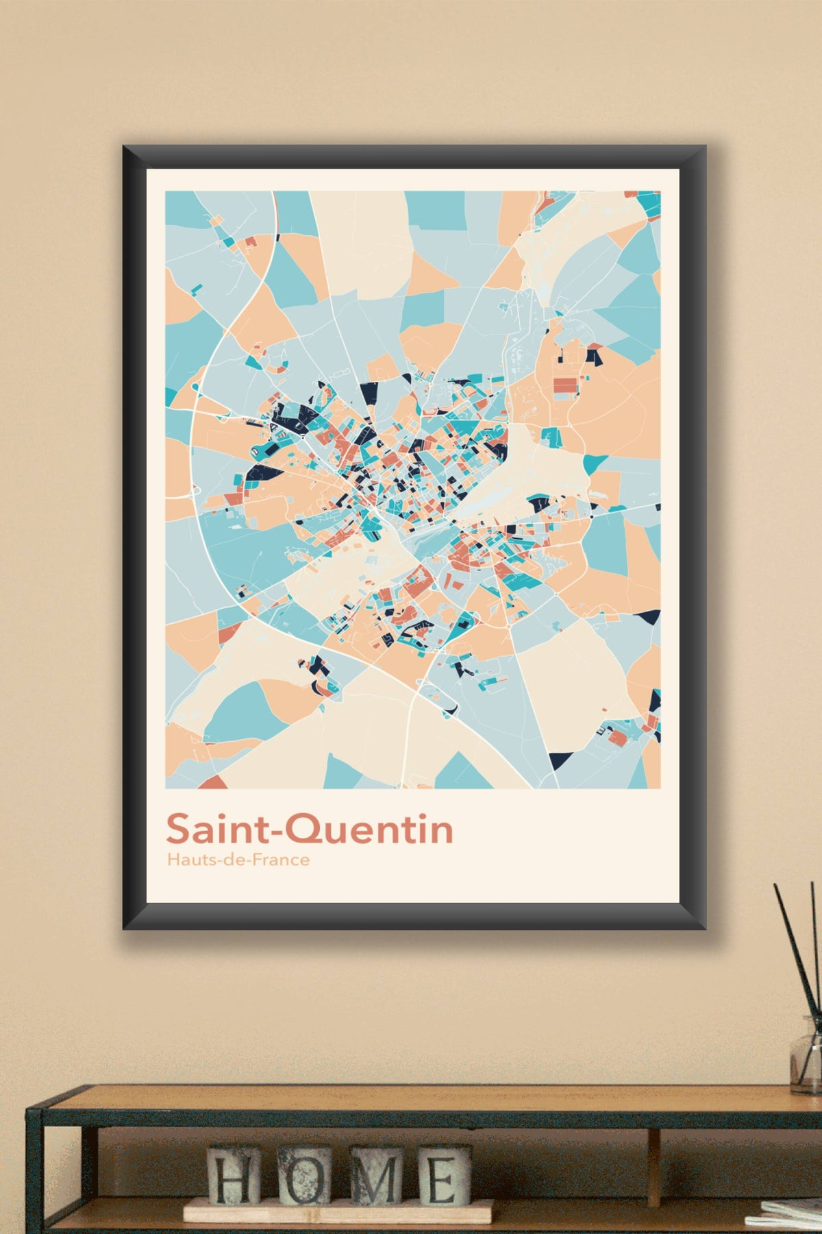 Plan de Saint-Quentin coloré - Carte personnalisée