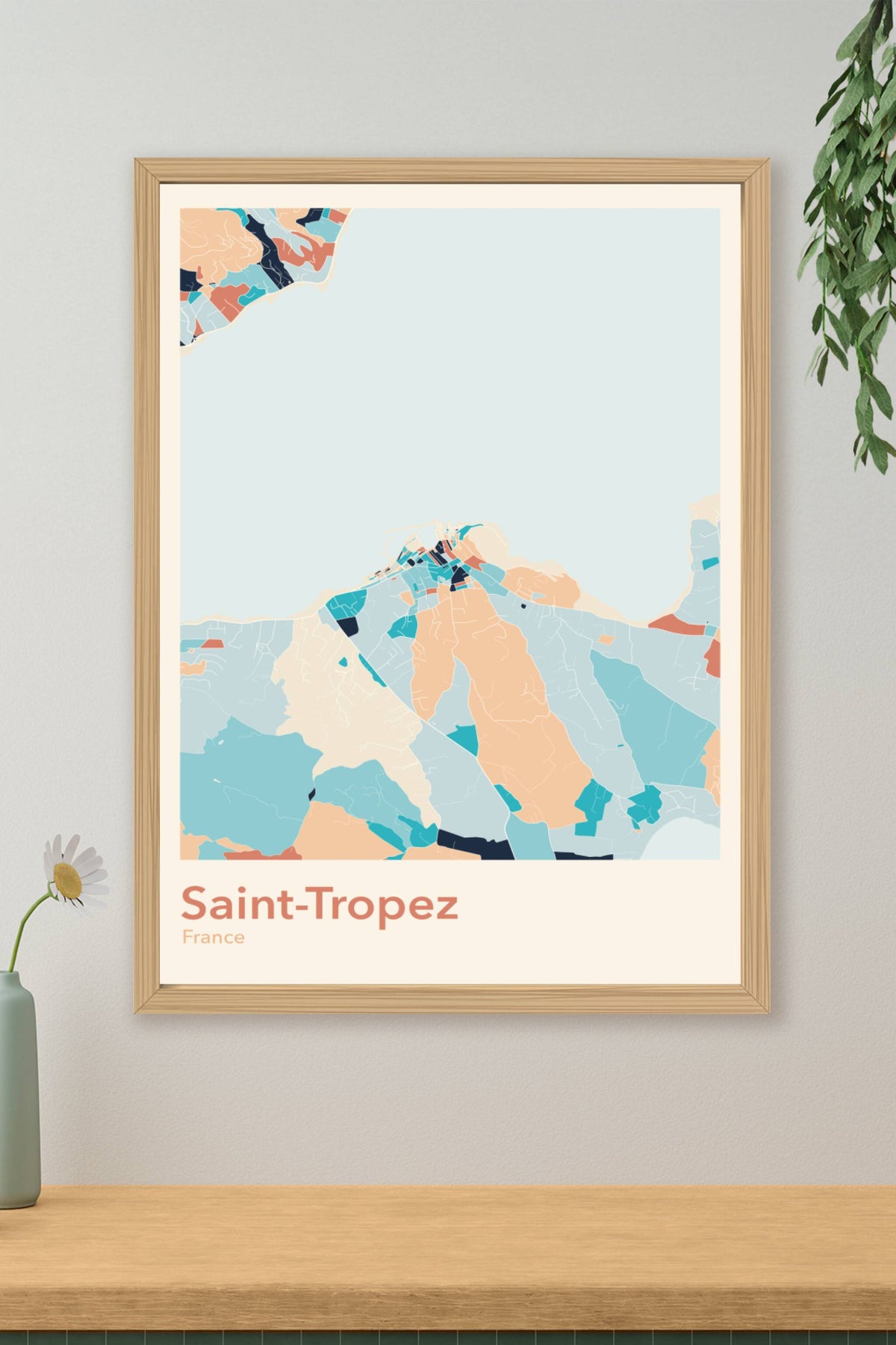 Plan de Saint-Tropez coloré - Carte personnalisée