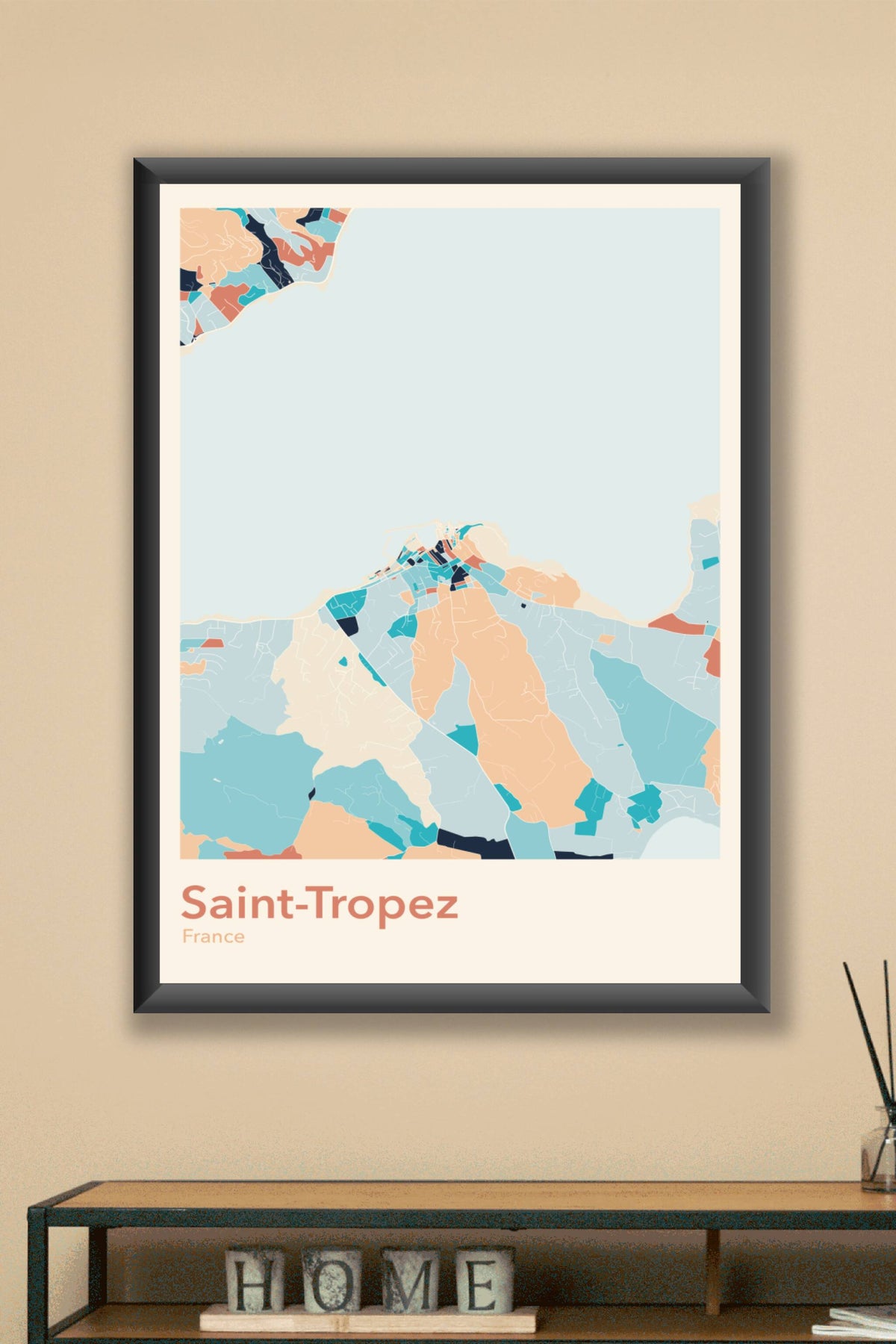 Plan de Saint-Tropez coloré - Carte personnalisée