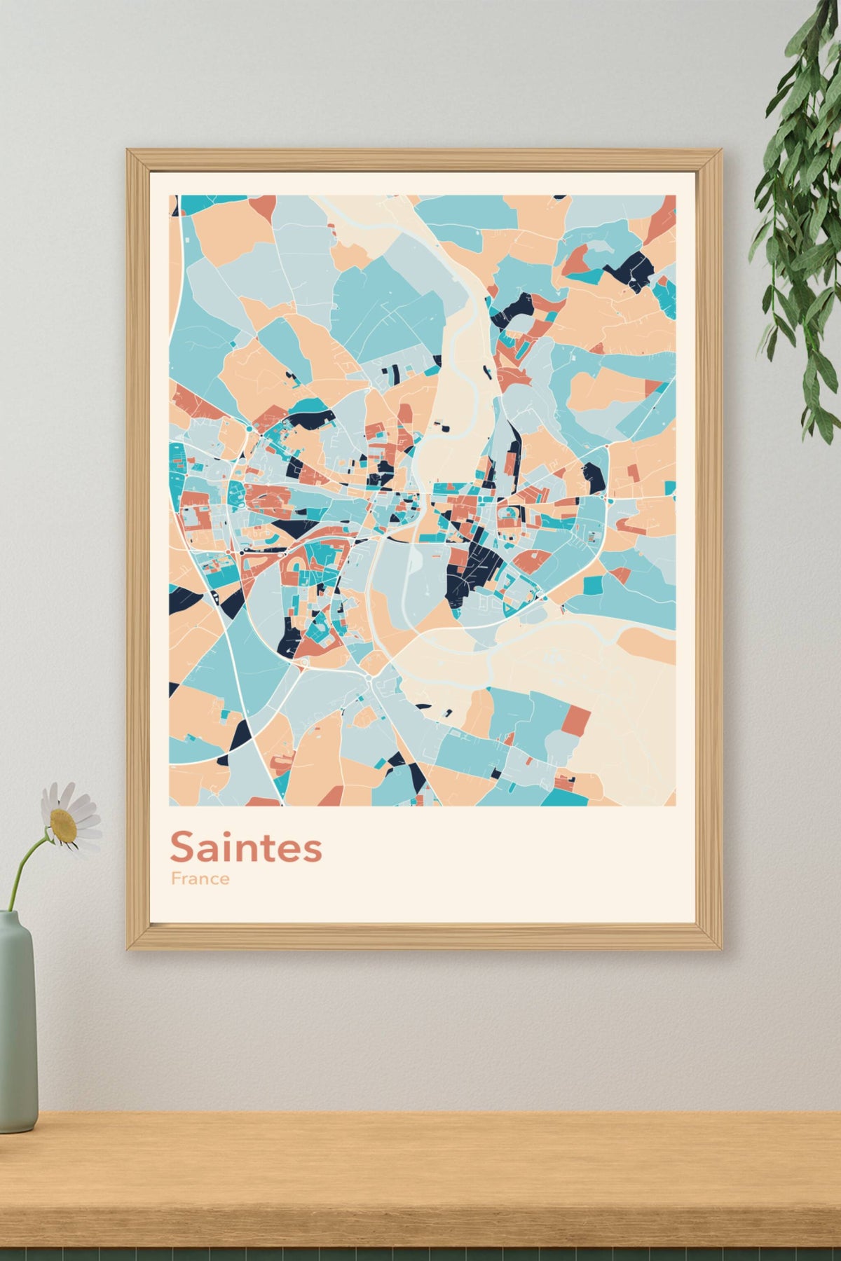 Plan de Saintes coloré - Carte personnalisée