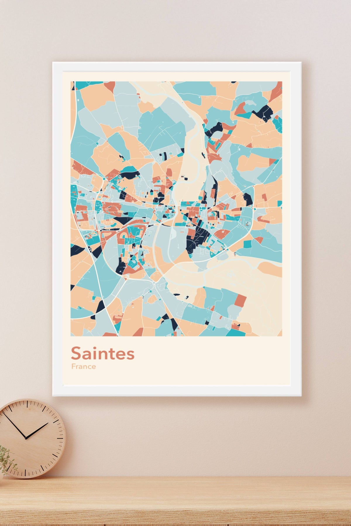 Plan de Saintes coloré - Carte personnalisée