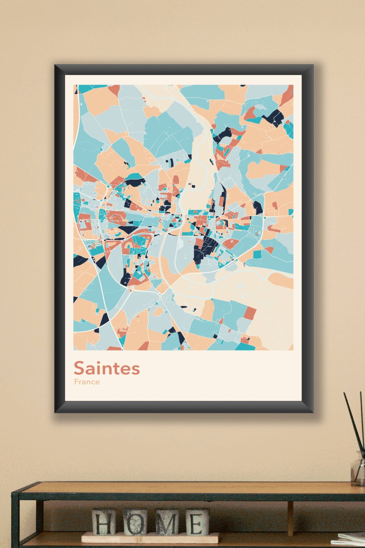 Plan de Saintes coloré - Carte personnalisée
