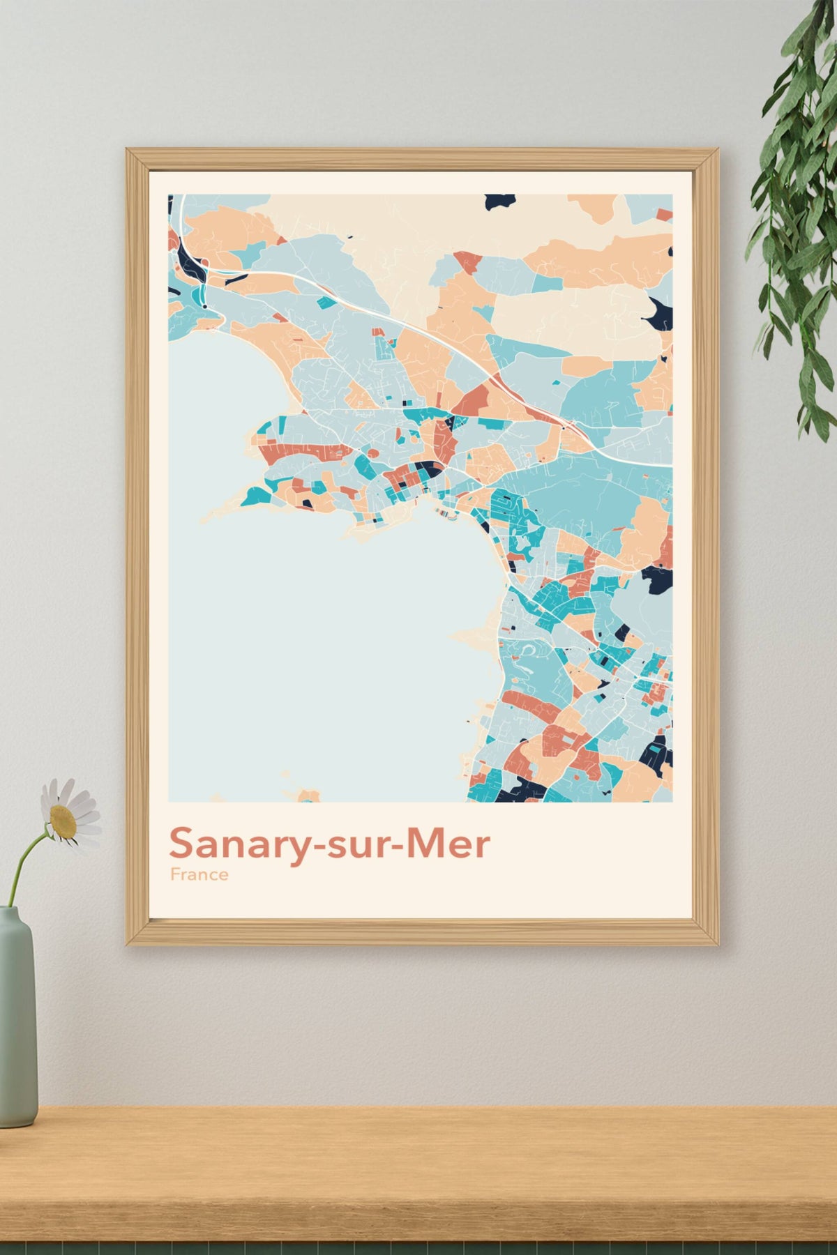 Plan de Sanary-sur-Mer coloré - Carte personnalisée
