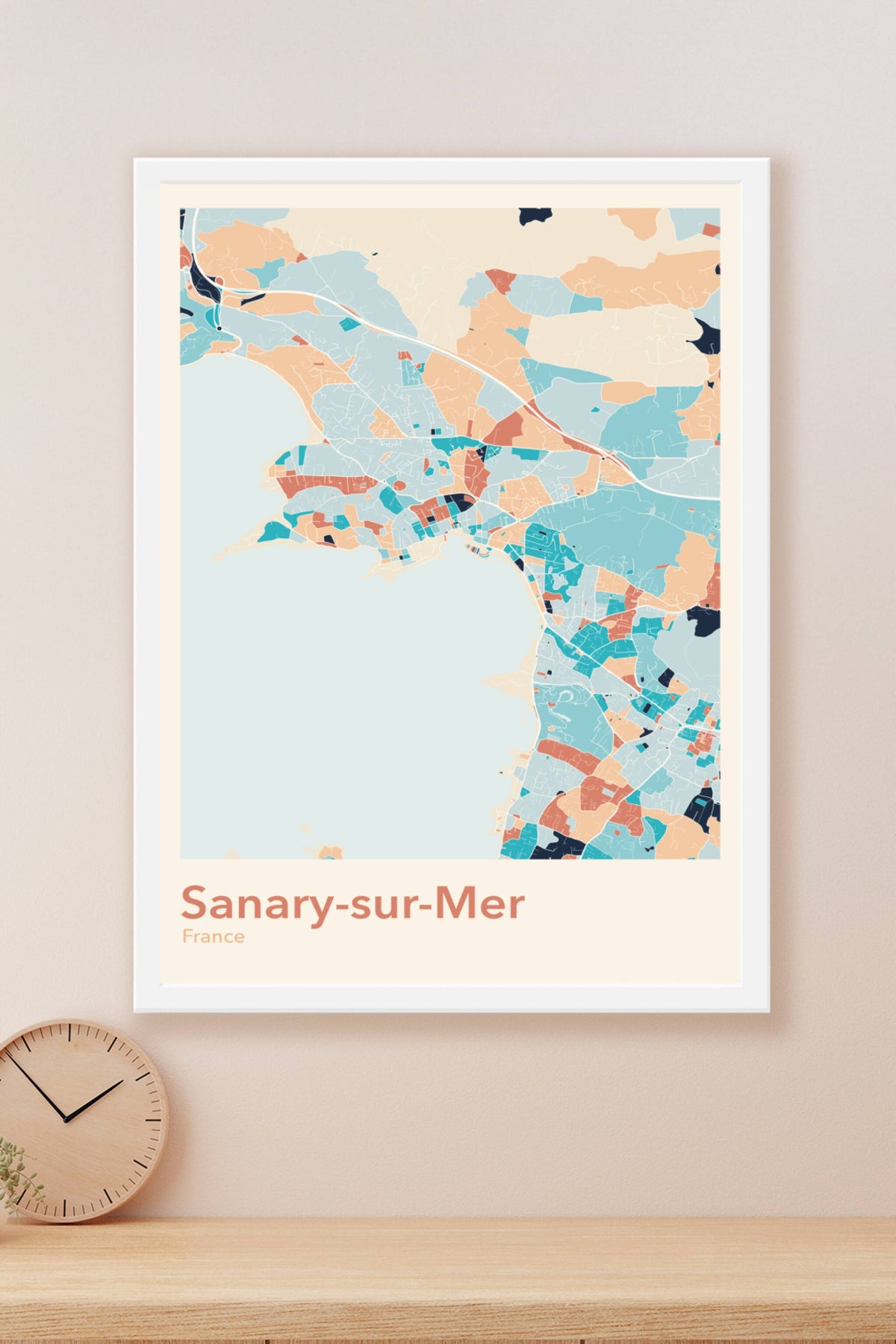Plan de Sanary-sur-Mer coloré - Carte personnalisée