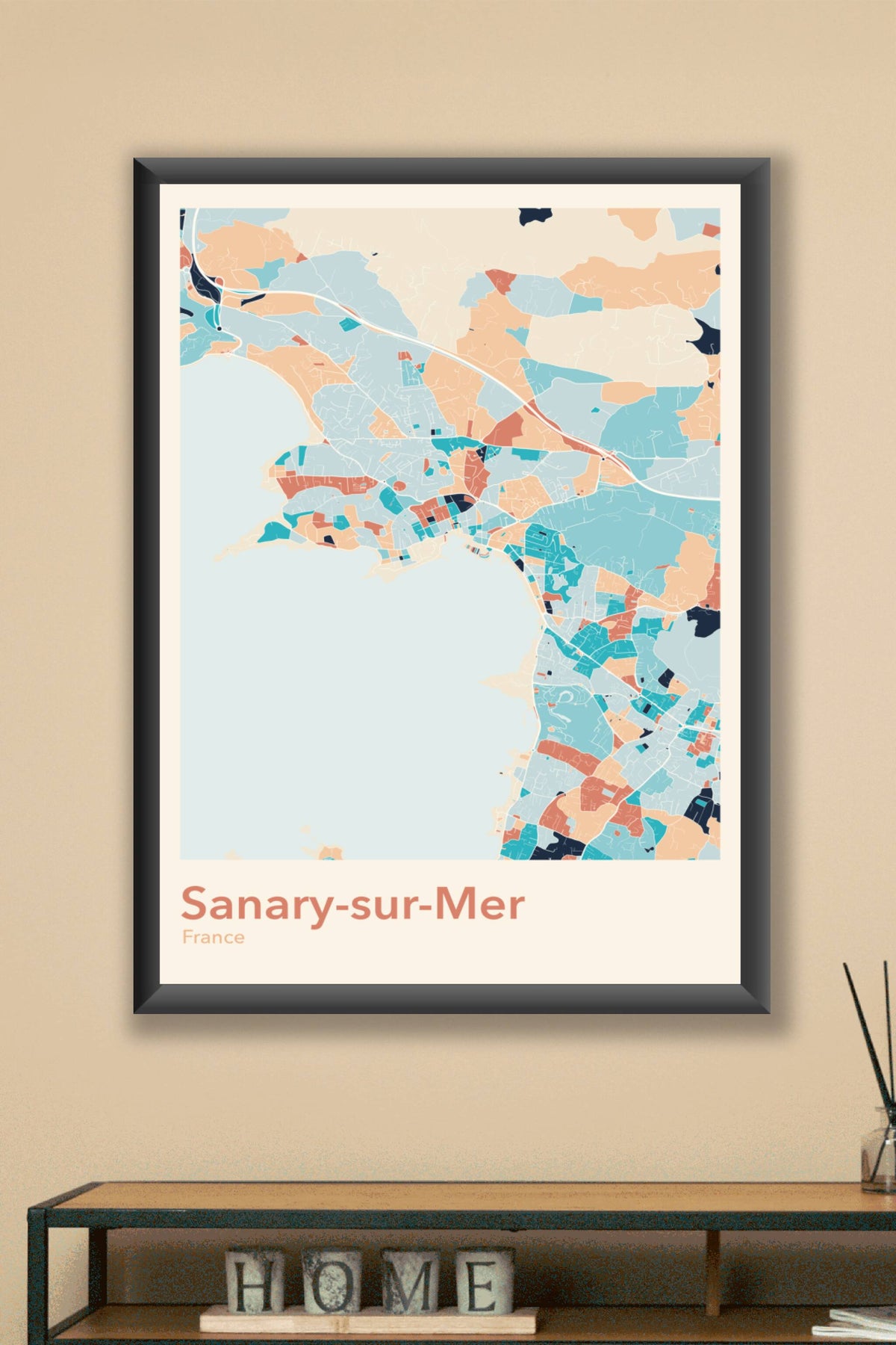 Plan de Sanary-sur-Mer coloré - Carte personnalisée