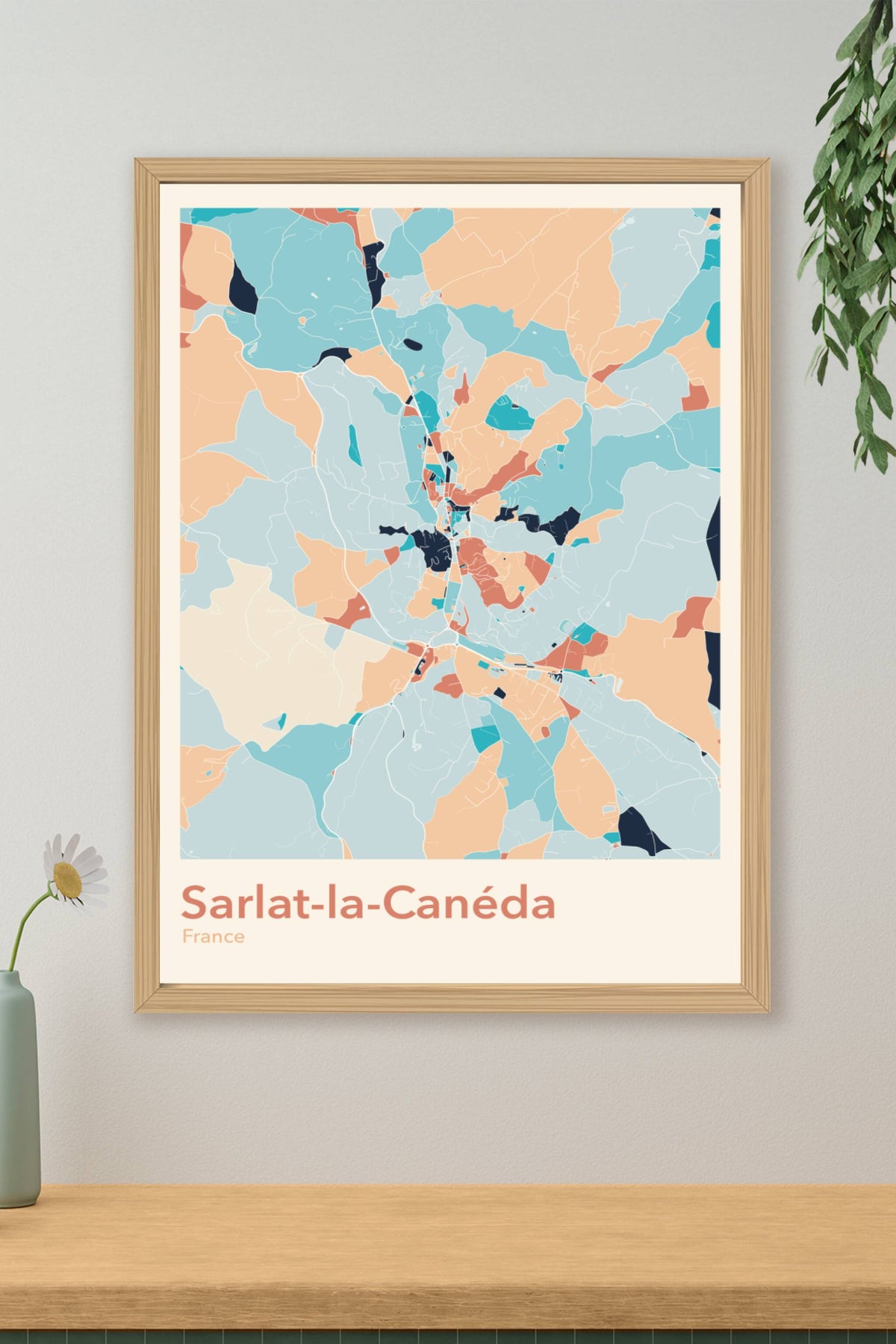 Plan de Sarlat-la-Canéda coloré - Carte personnalisée