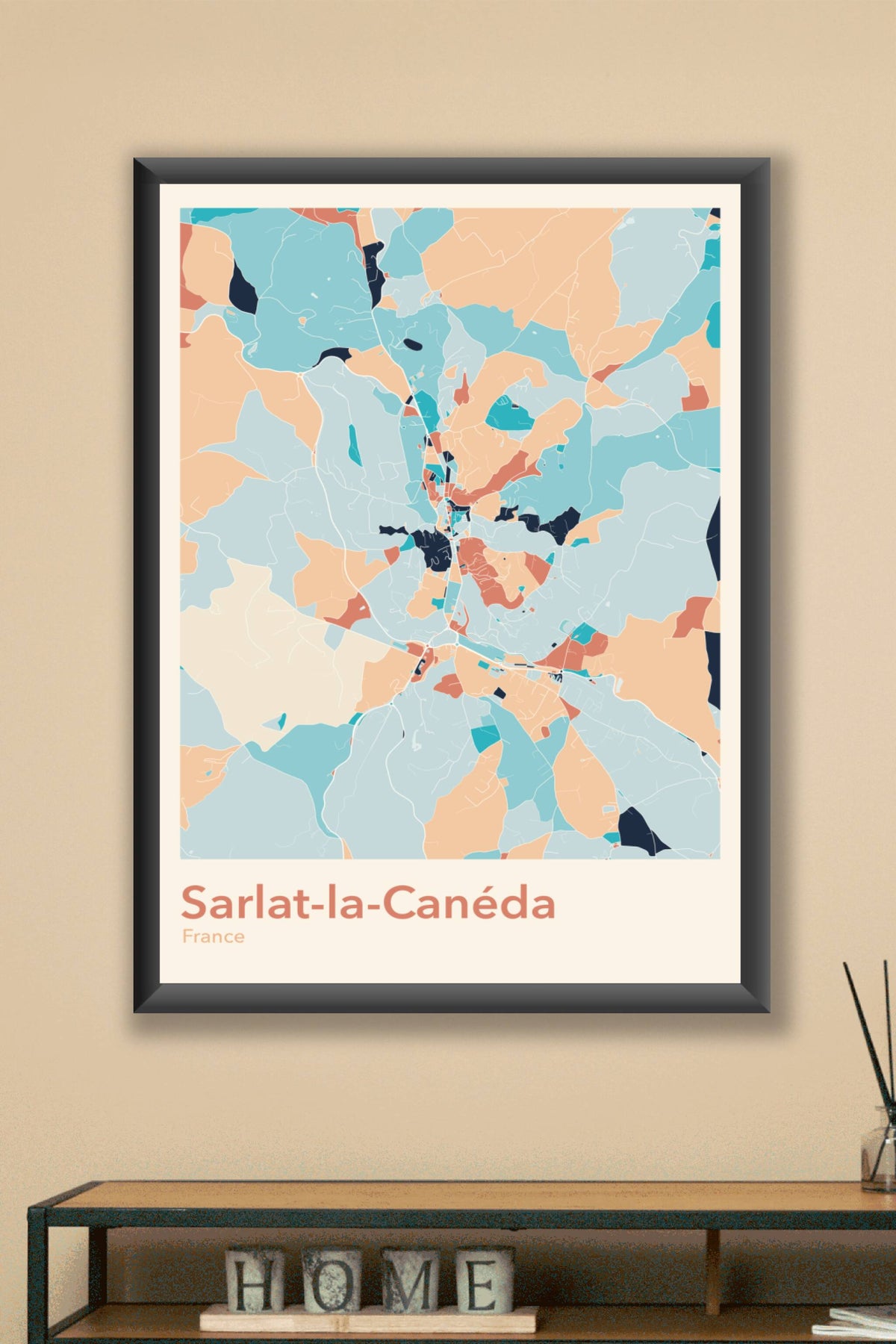 Plan de Sarlat-la-Canéda coloré - Carte personnalisée