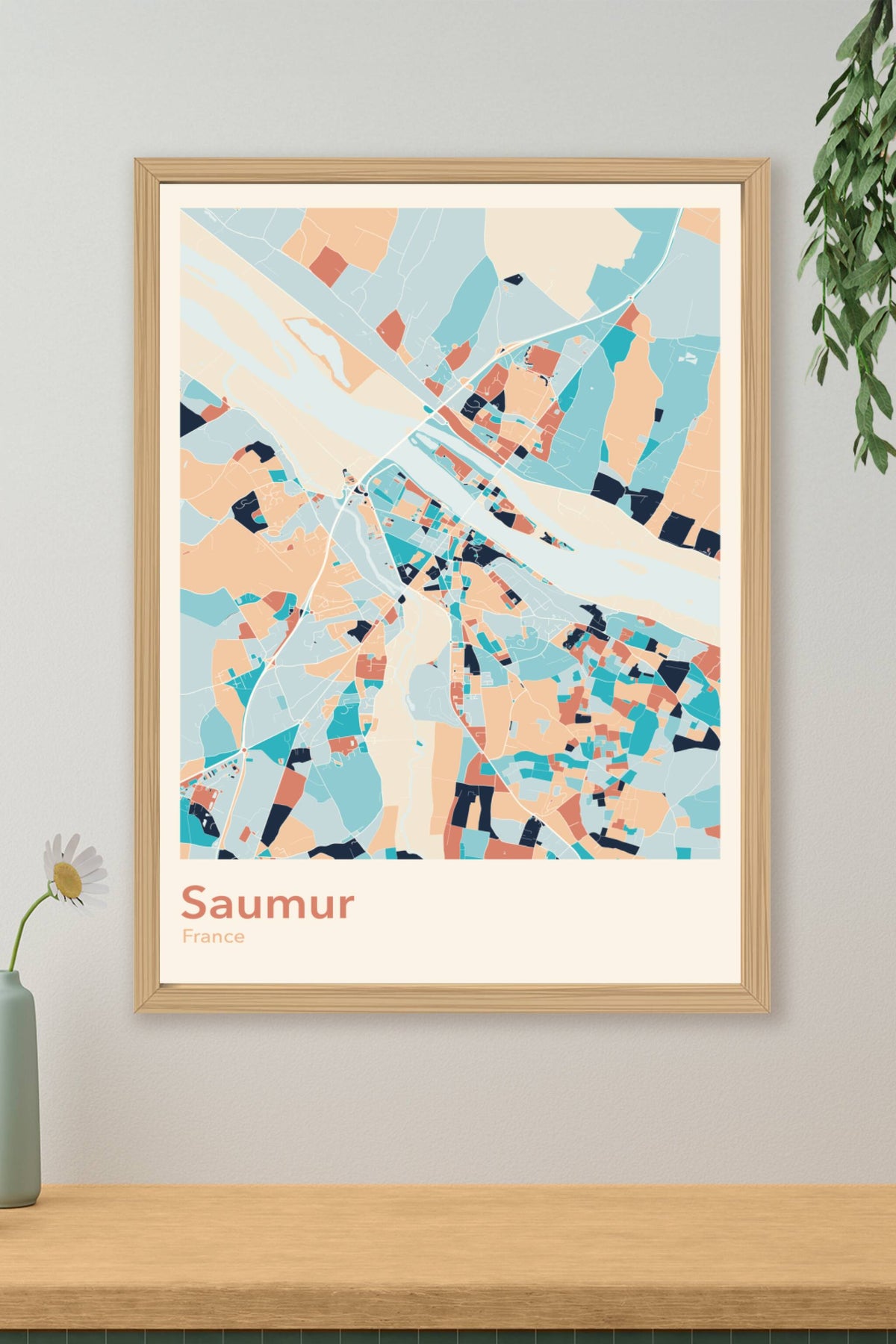 Plan de Saumur coloré - Carte personnalisée