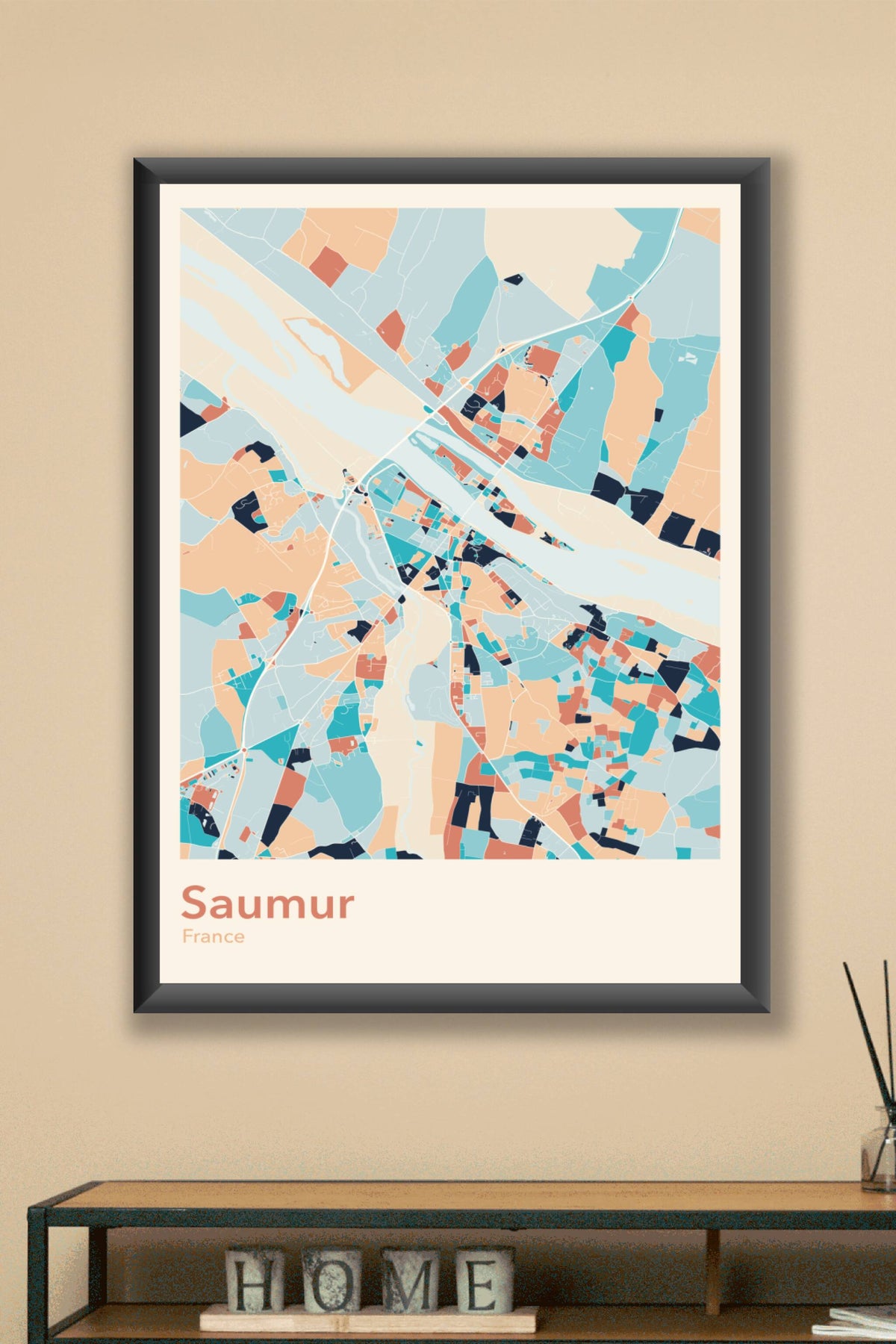 Plan de Saumur coloré - Carte personnalisée