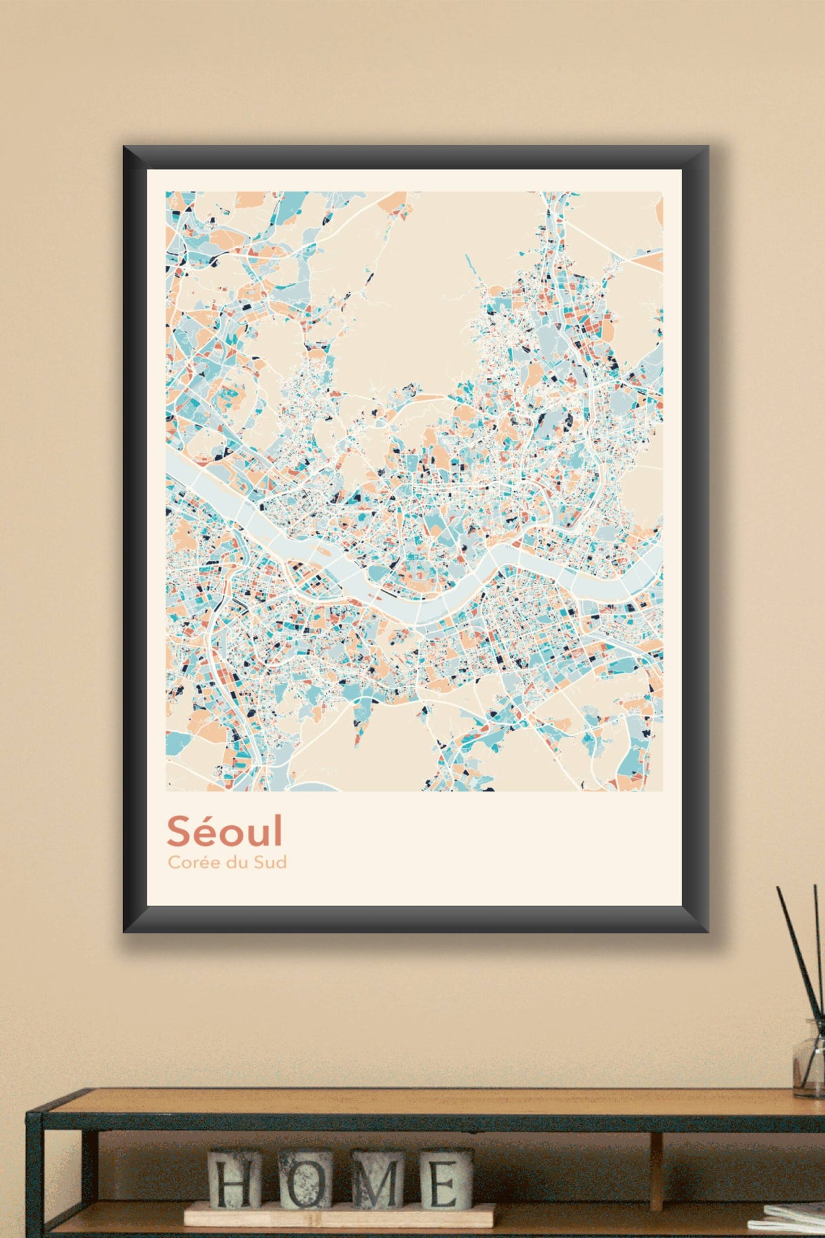 Plan de Séoul coloré - Carte personnalisée