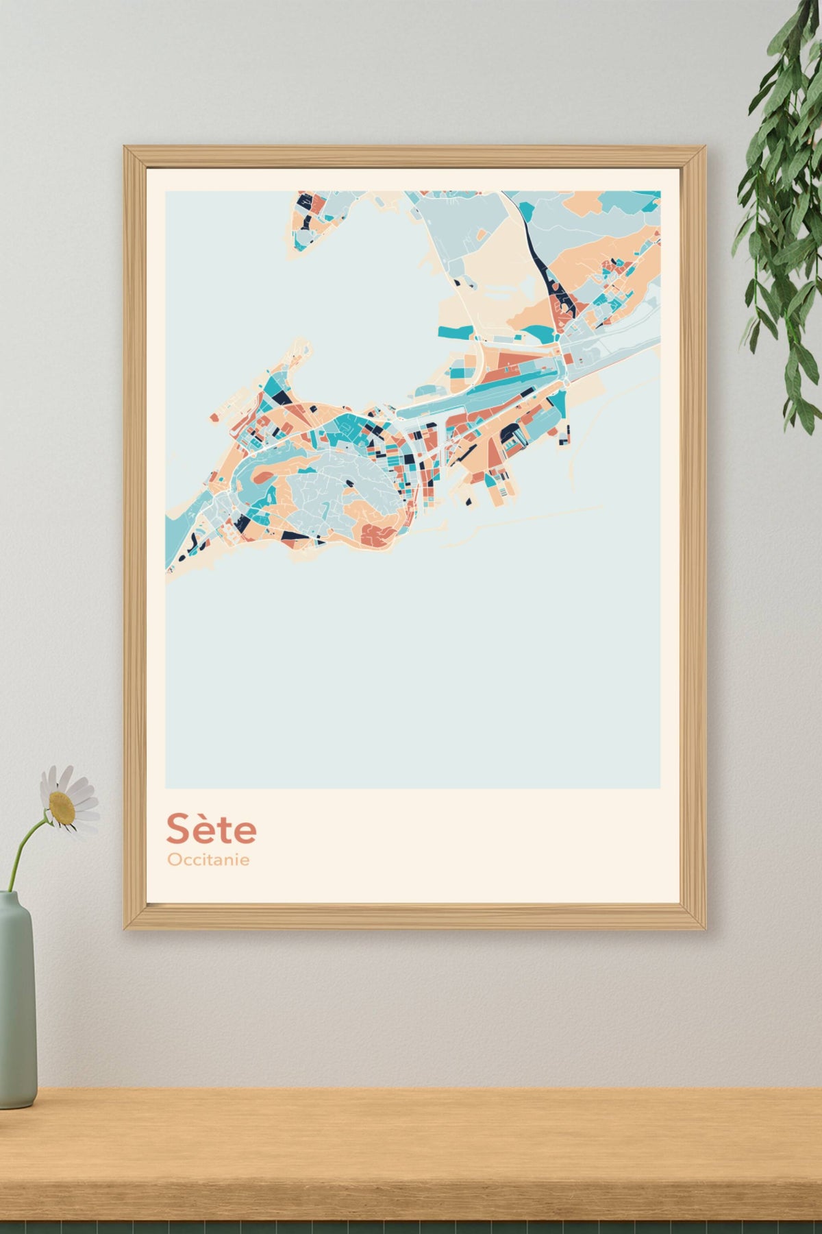 Plan de Sète coloré - Carte personnalisée