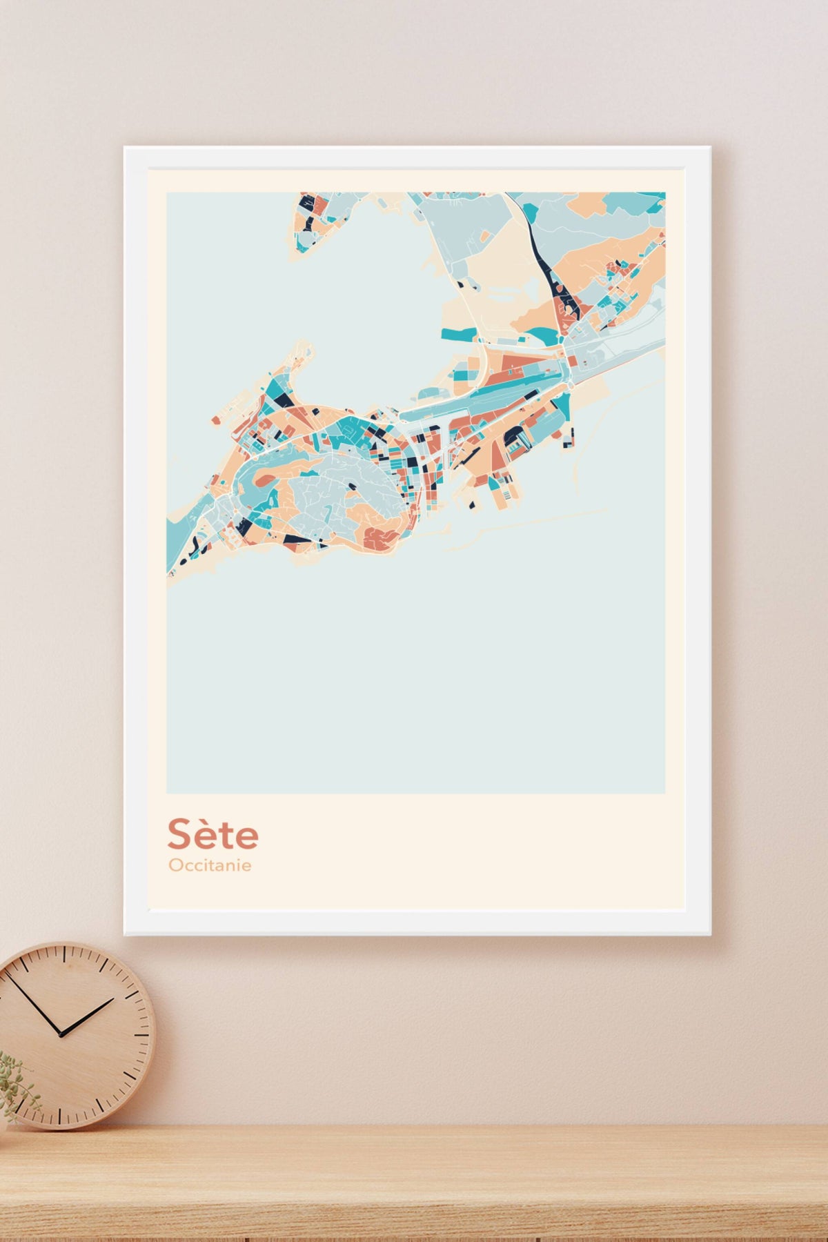 Plan de Sète coloré - Carte personnalisée