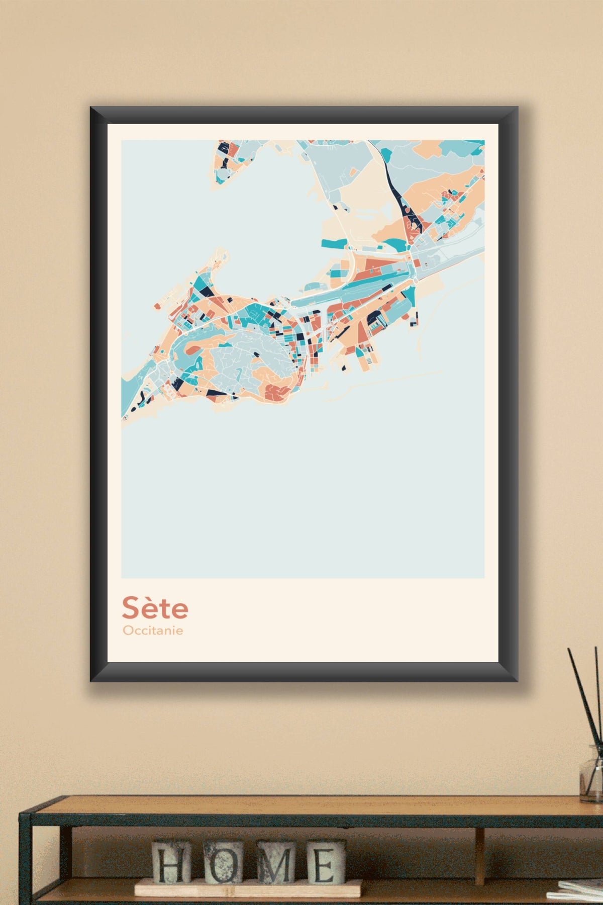 Plan de Sète coloré - Carte personnalisée