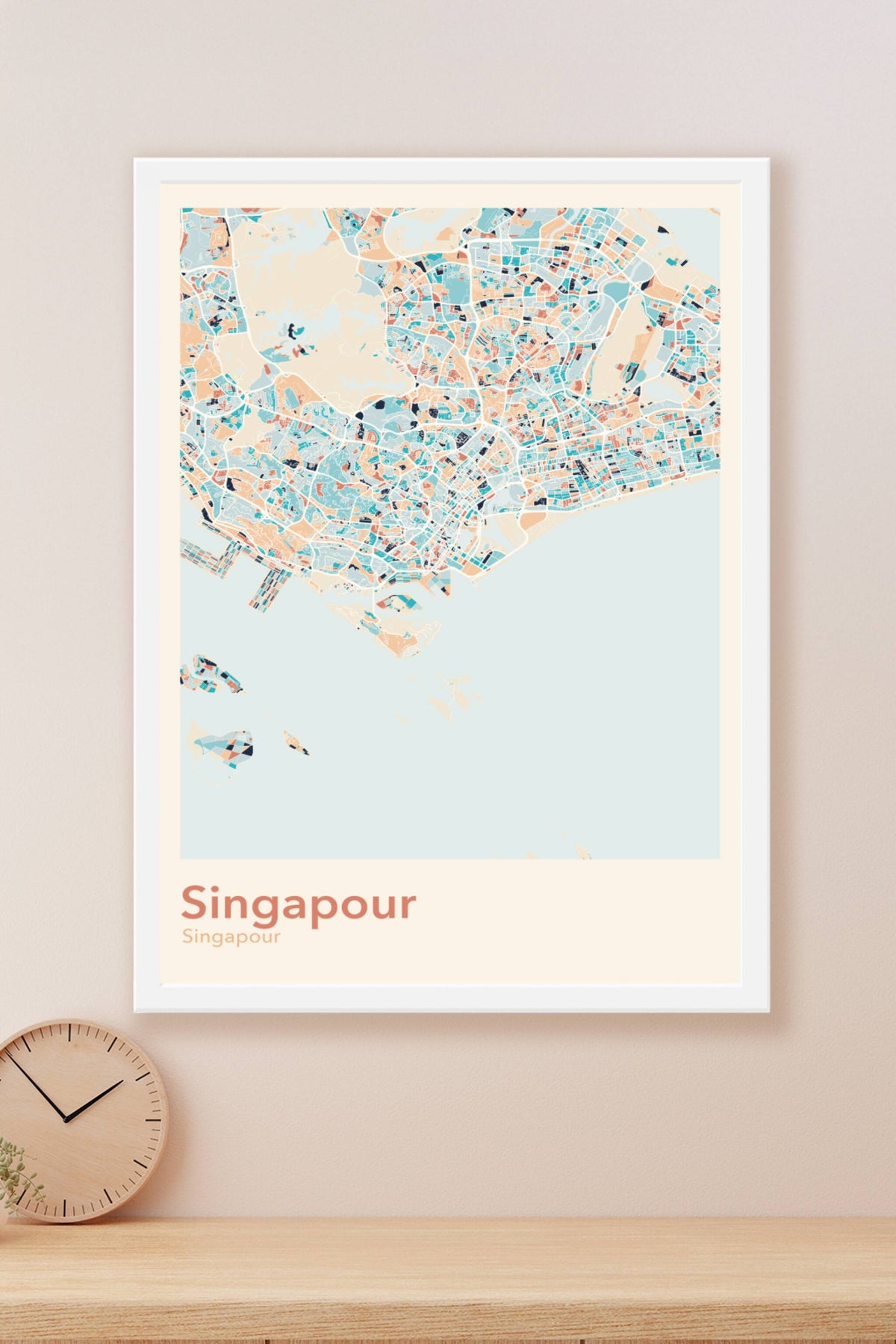 Plan de Singapour coloré - Carte personnalisée