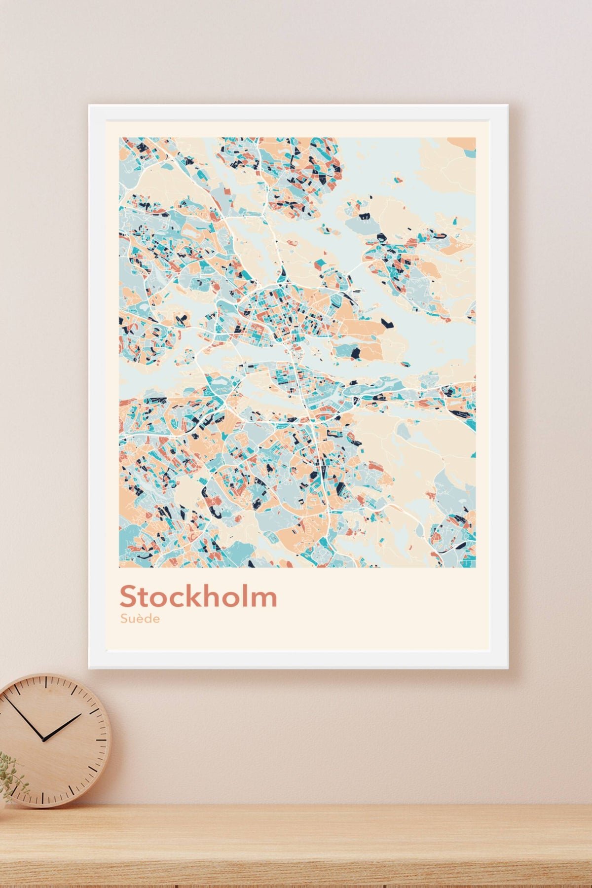 Plan de Stockholm coloré - Carte personnalisée