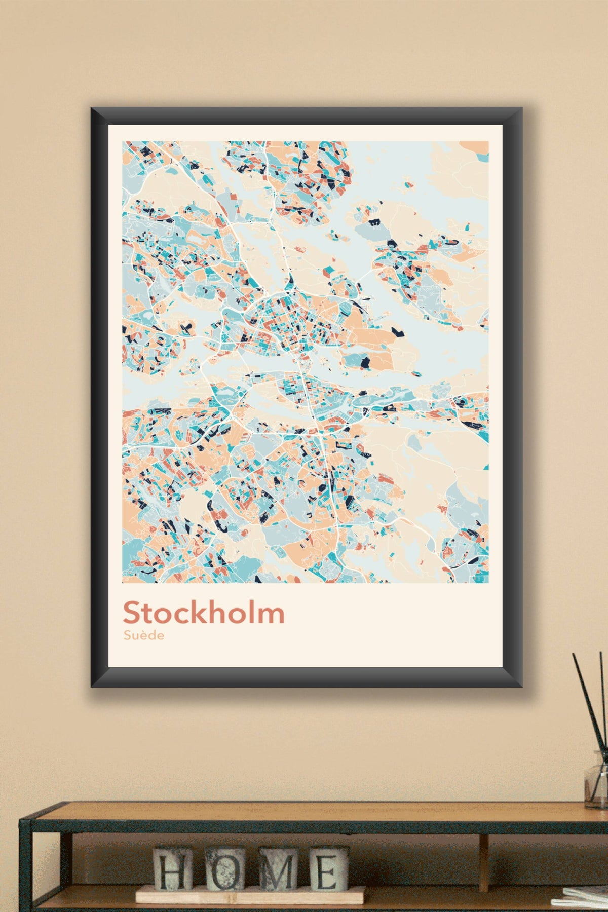 Plan de Stockholm coloré - Carte personnalisée