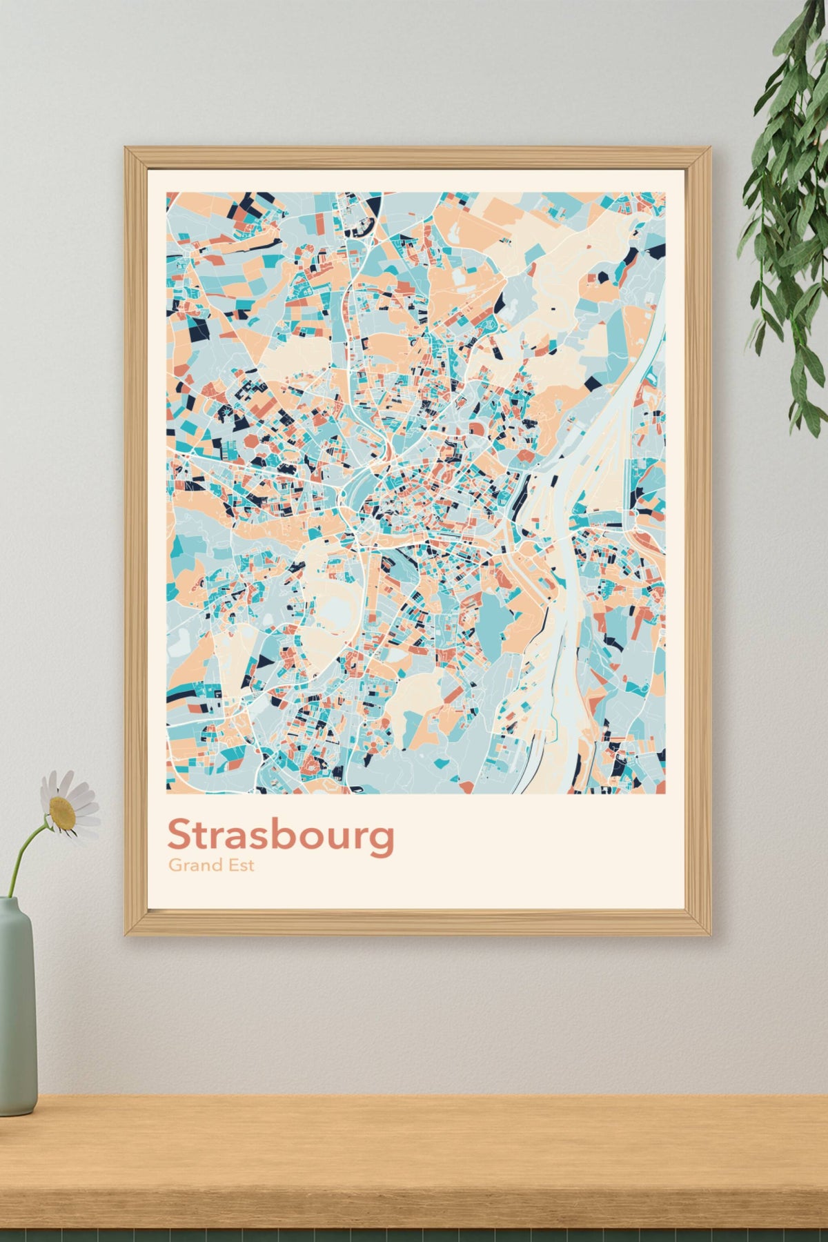 Plan de Strasbourg coloré - Carte personnalisée