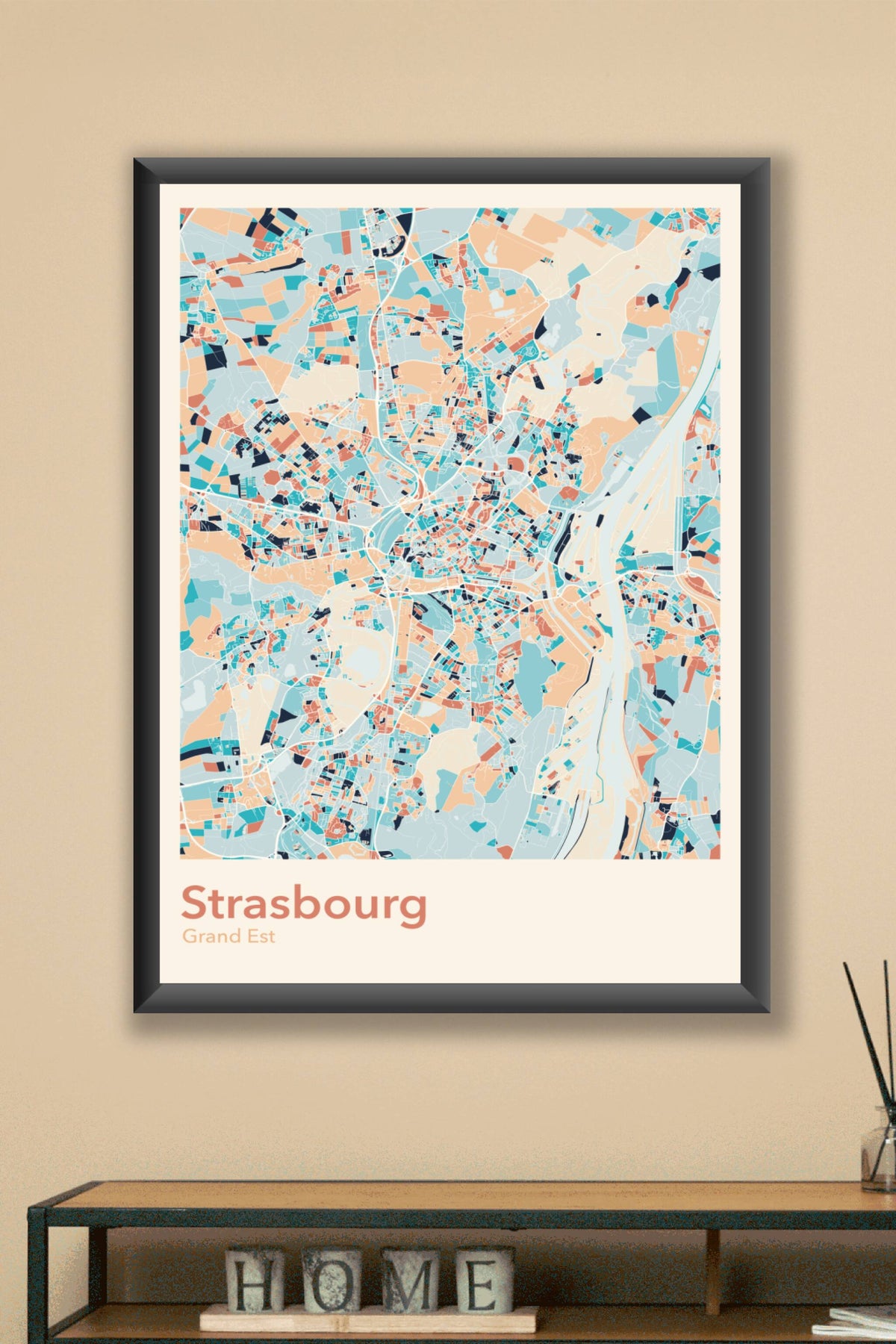 Plan de Strasbourg coloré - Carte personnalisée