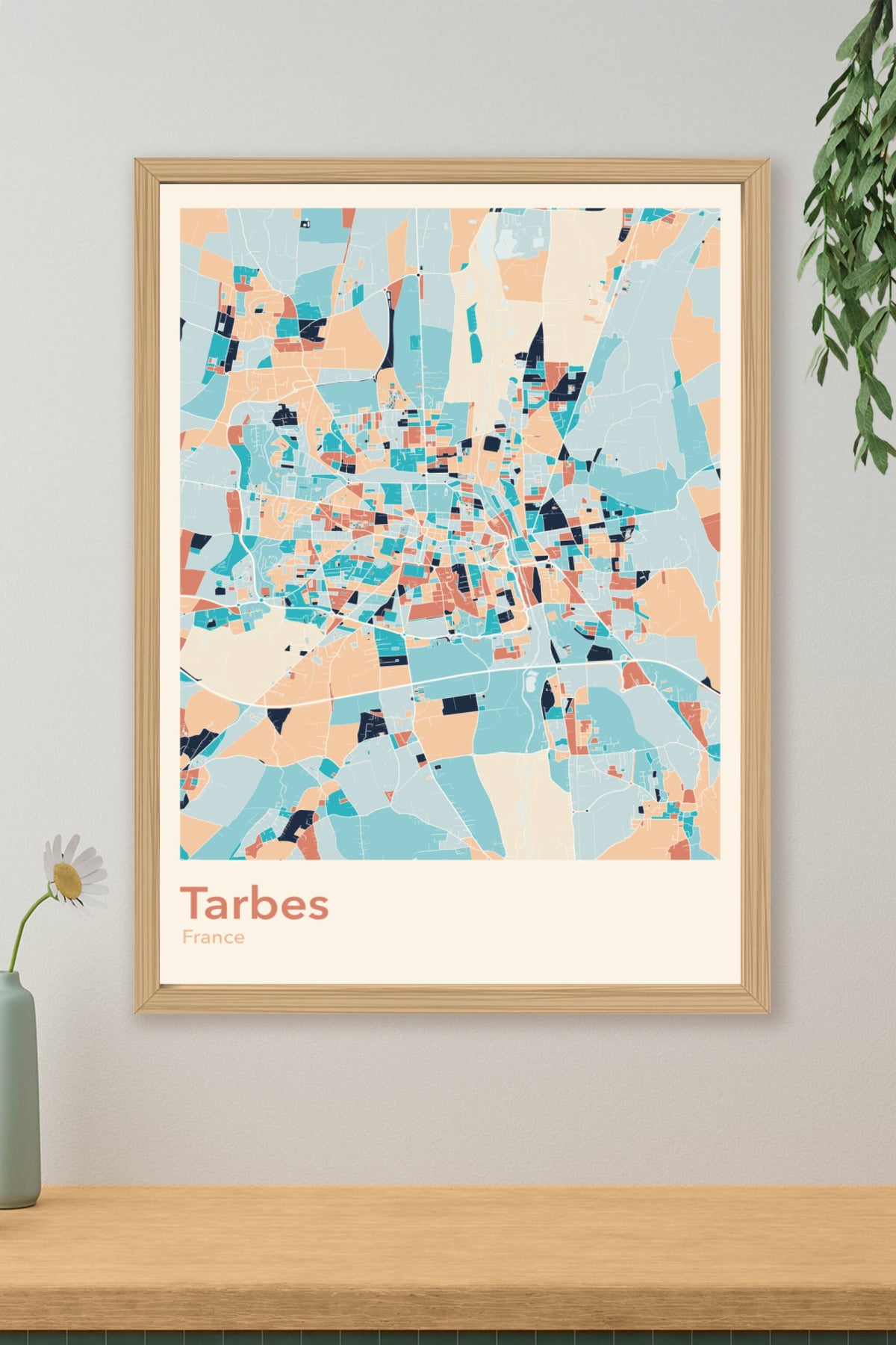 Plan de Tarbes coloré - Carte personnalisée